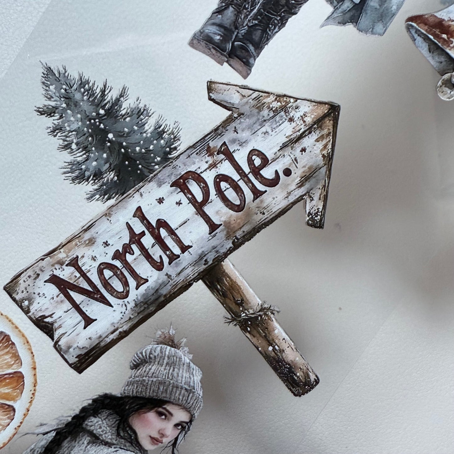 PET 3D raised Blush Noel Studio and Rustic Christmas tape,one roll fashion, junk journal, scrapbooking,bullet journal, card making.