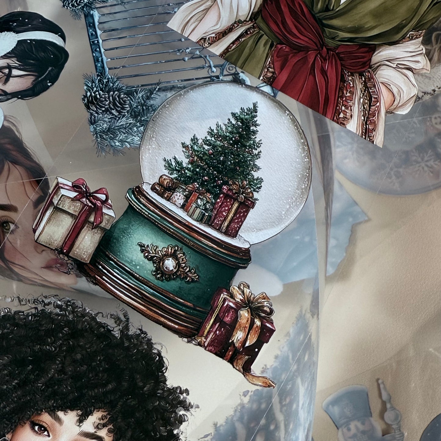 PET 3D raised Classic Christmas 2 and Icy whisper winter tape,one roll fashion, junk journal, scrapbooking,bullet journal, card making.