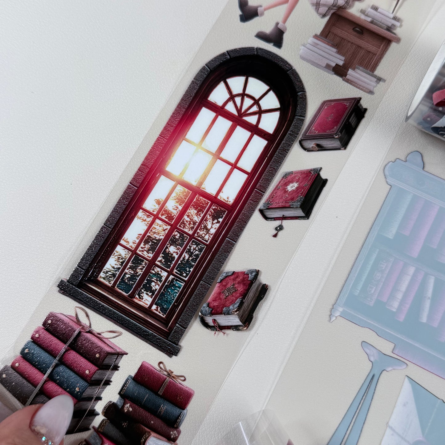 PET 3D raised Mulberry Academia and Whimsical Book Lover tape,one roll fashion, junk journal, scrapbooking,bullet journal, card making.