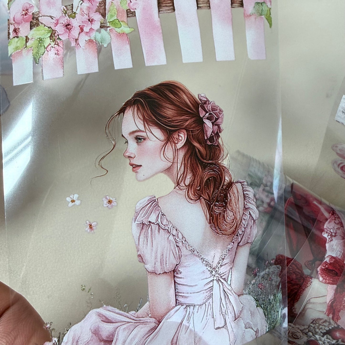 Heart to Heart and Romantic Spring PET 3D raised tape,one roll fashion, junk journal, scrapbooking,bullet journal, card making.