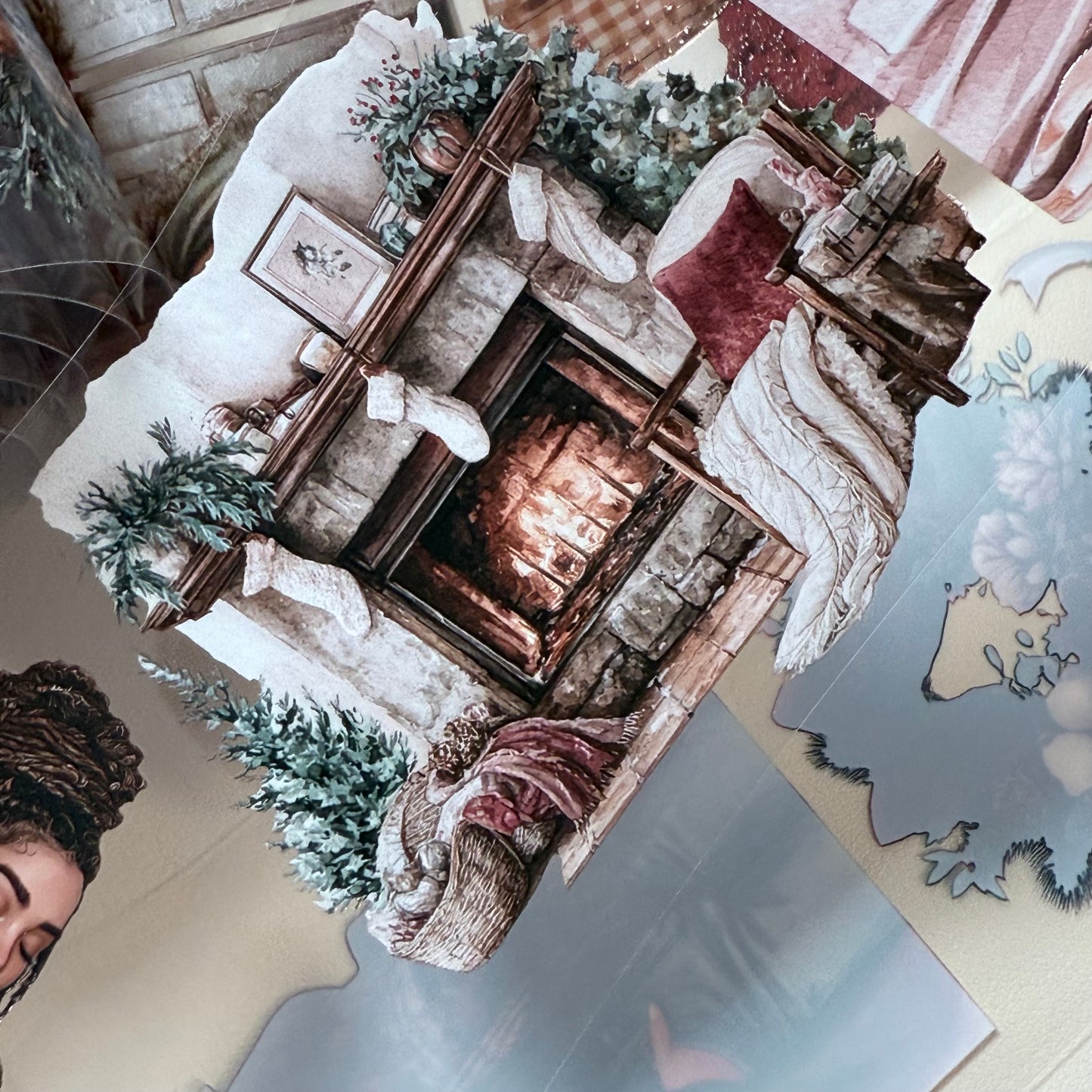 PET 3D raised Winter Hygge and Christmas Cottage tape,one roll fashion, junk journal, scrapbooking,bullet journal, card making.