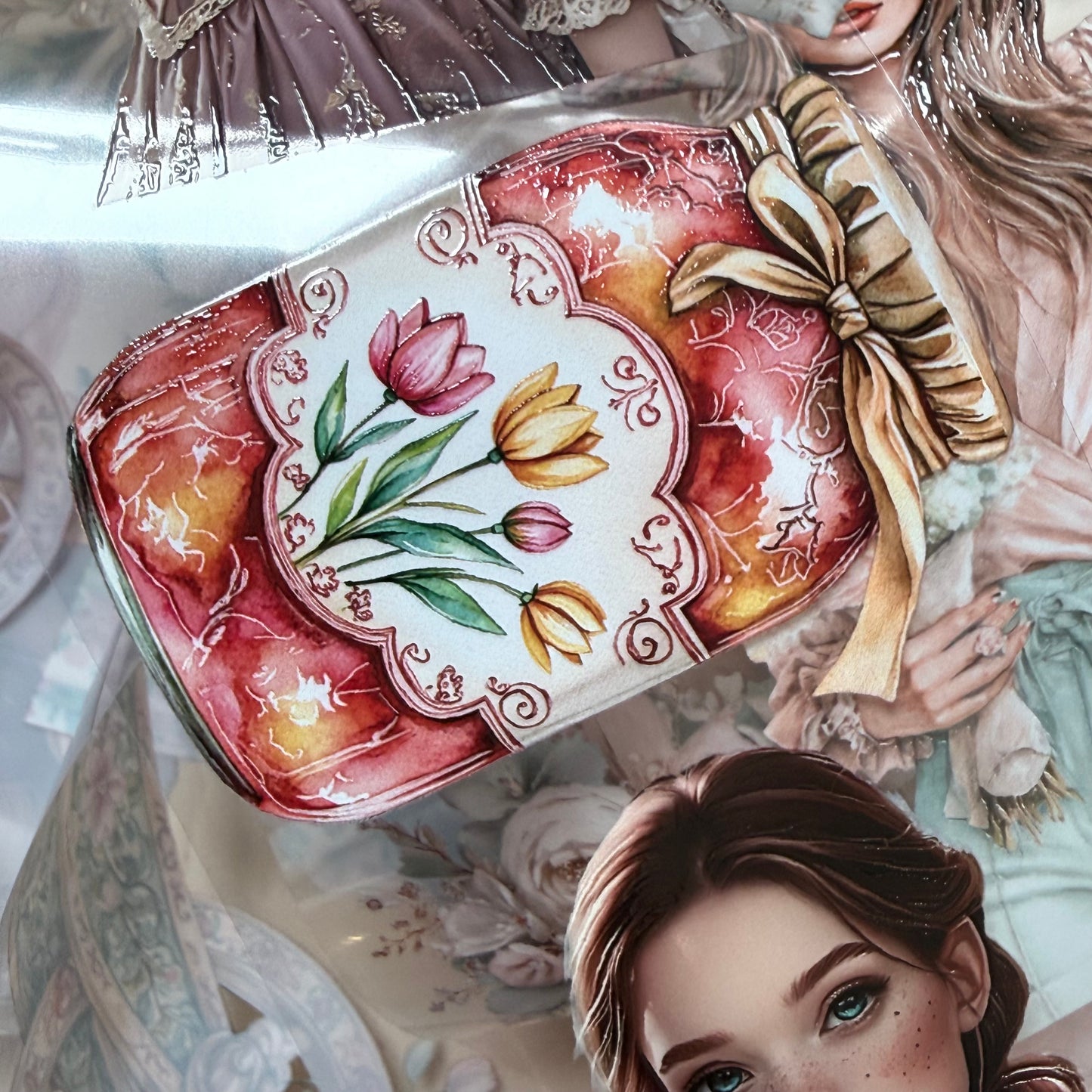 Pastel Coquette and Wildwood Reverie PET 3D raised tape,one roll fashion, junk journal, scrapbooking,bullet journal, card making.
