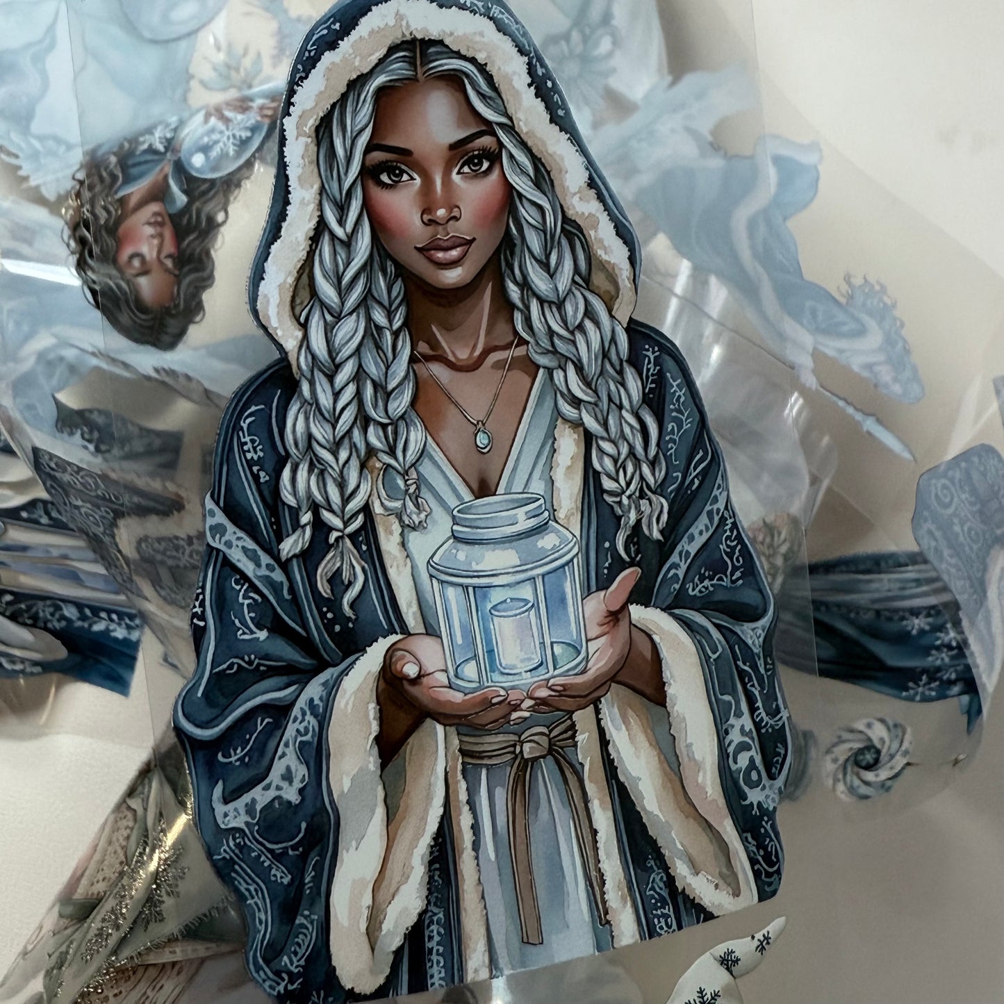 PET 3D raised Winter Mages and Silent Woods Apothecary tape,one roll fashion, junk journal, scrapbooking,bullet journal, card making.