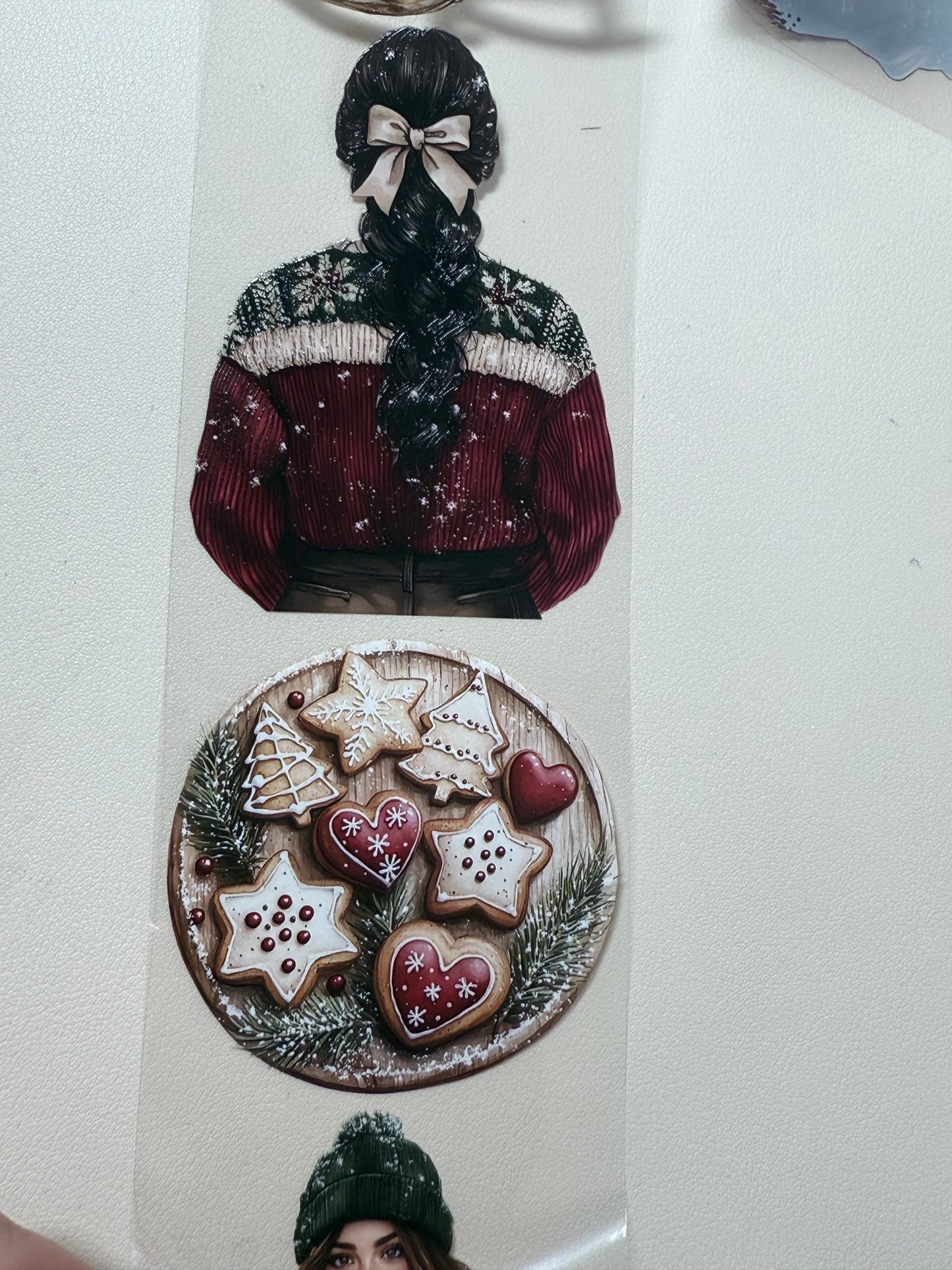 PET 3D raised Christmas  countryside and Peppermint mocha Noel tape,one roll fashion, junk journal, scrapbooking,bullet journal, card making.