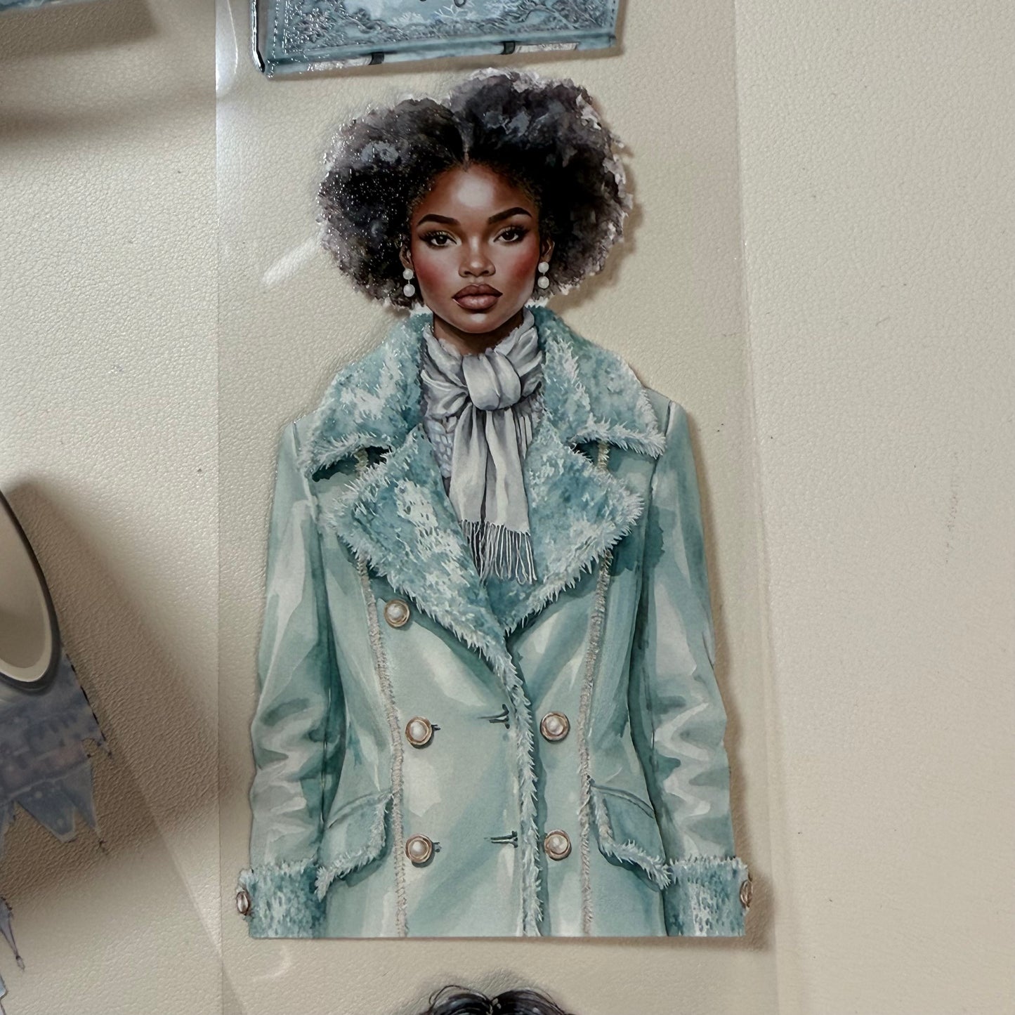 PET 3D raised Blue Pastel Winter and Frosted Whispers tape,one roll fashion, junk journal, scrapbooking,bullet journal, card making.