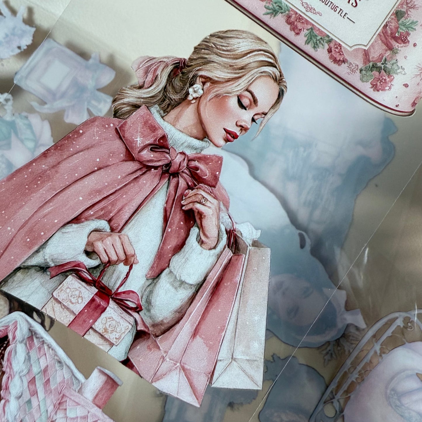 PET 3D raised Coquette and Farmhouse Christmas tape,one roll fashion, junk journal, scrapbooking,bullet journal, card making.