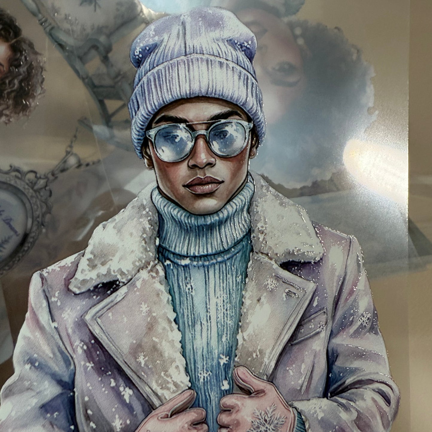 PET 3D raised Blue Pastel Winter and Frosted Whispers tape,one roll fashion, junk journal, scrapbooking,bullet journal, card making.