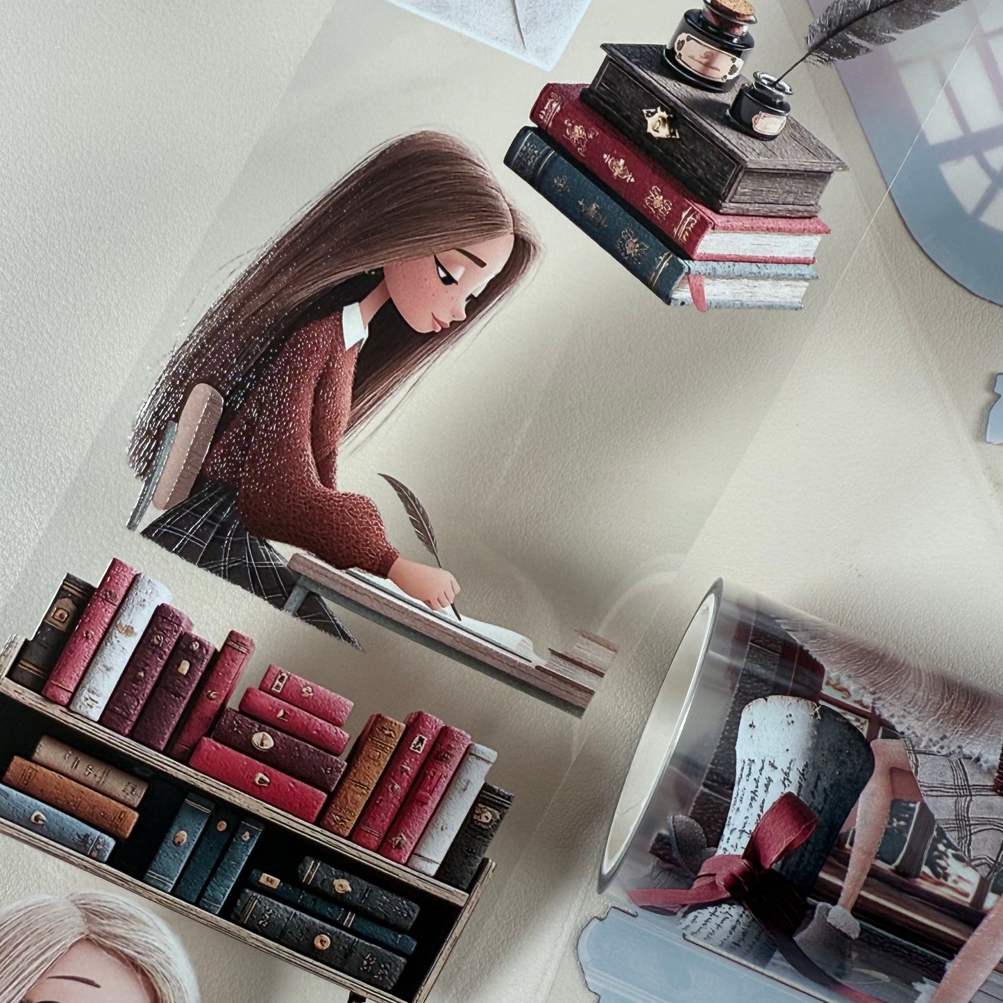 PET 3D raised Mulberry Academia and Whimsical Book Lover tape,one roll fashion, junk journal, scrapbooking,bullet journal, card making.