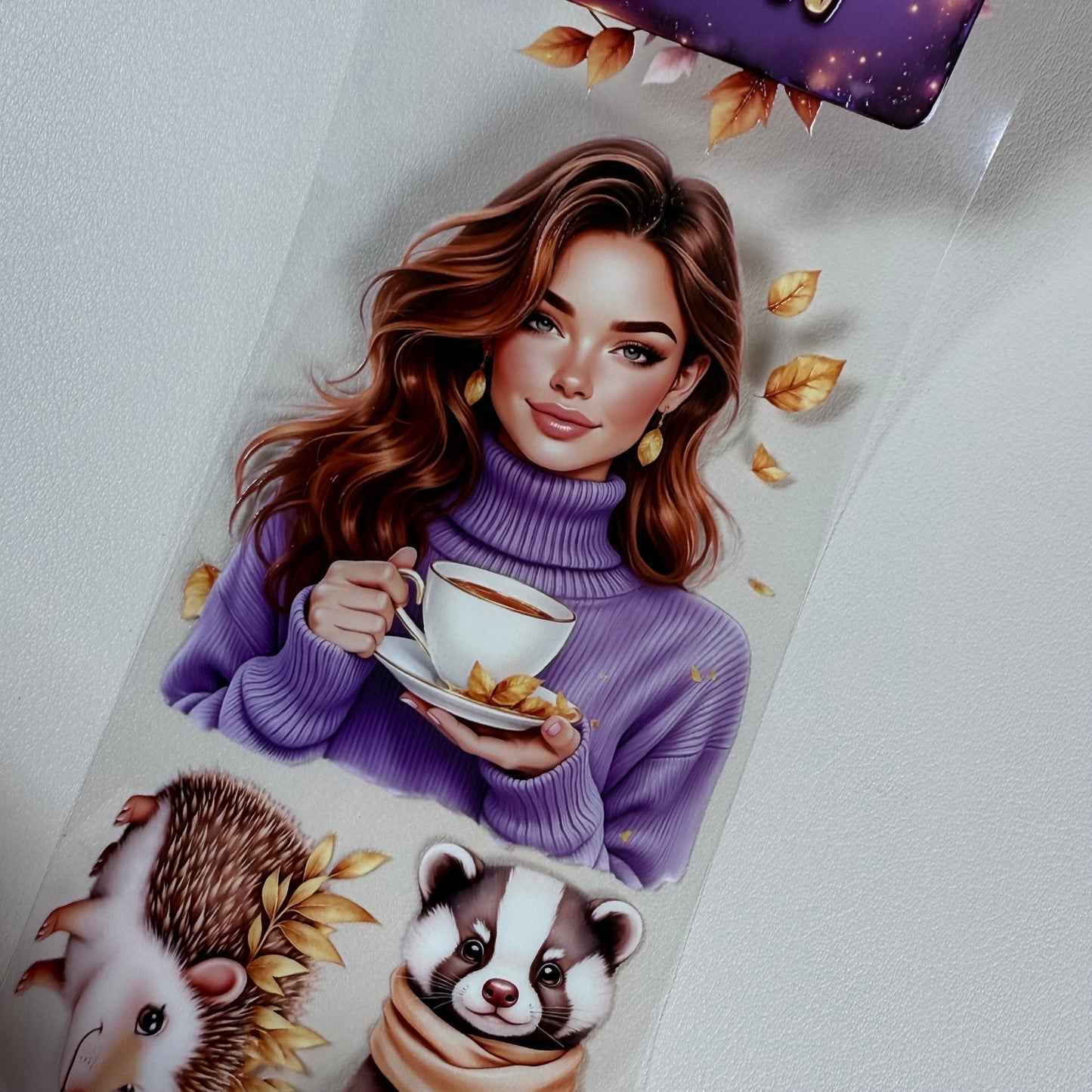 PET 3D raised Fall Leaves and Autumn Harvest tape,one roll fashion, junk journal, scrapbooking,bullet journal, card making.