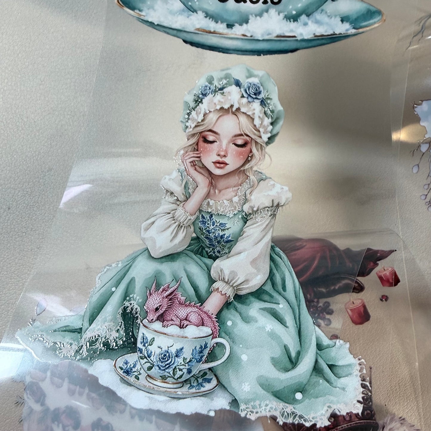 Snowpetal Faerie Dragons and Garnet Winter Witch 3D PET Foil Washi Tape