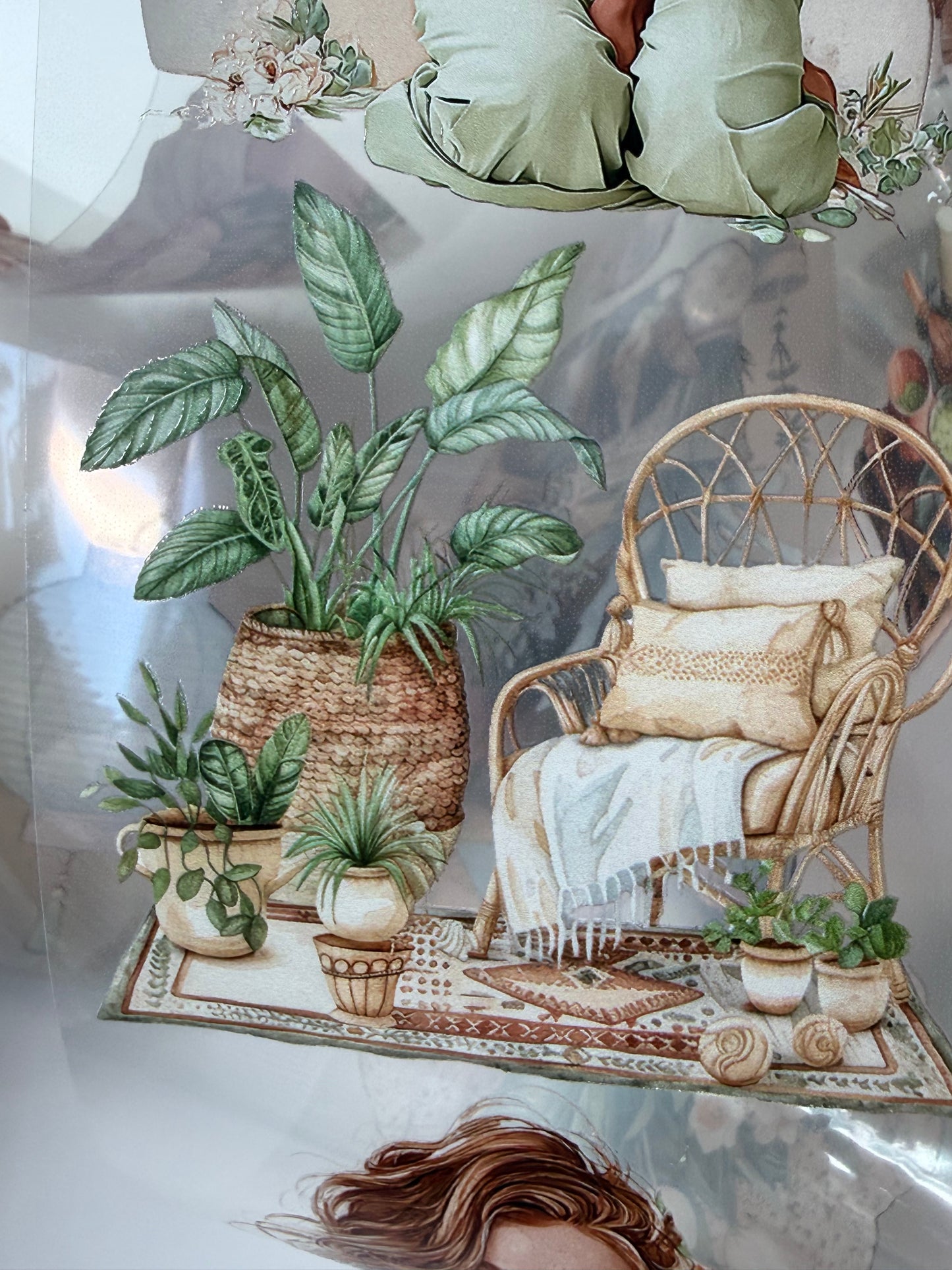 Matcha and plant over PET 3D raised tape