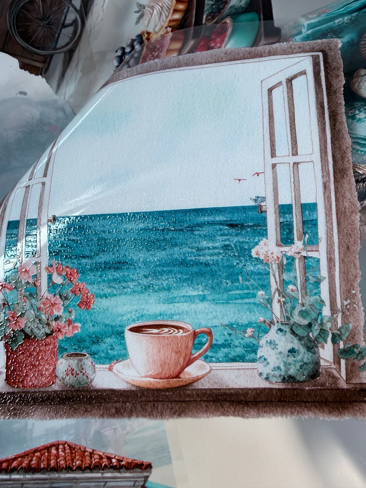 PET 3D raised Seaside coffee morning Landscape tape