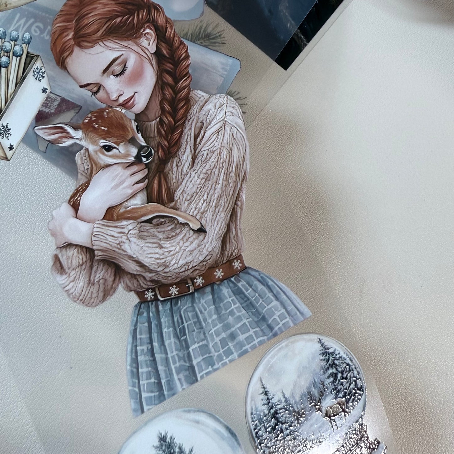 PET 3D raised Winter mood tape,one roll fashion, junk journal, scrapbooking,bullet journal, card making.