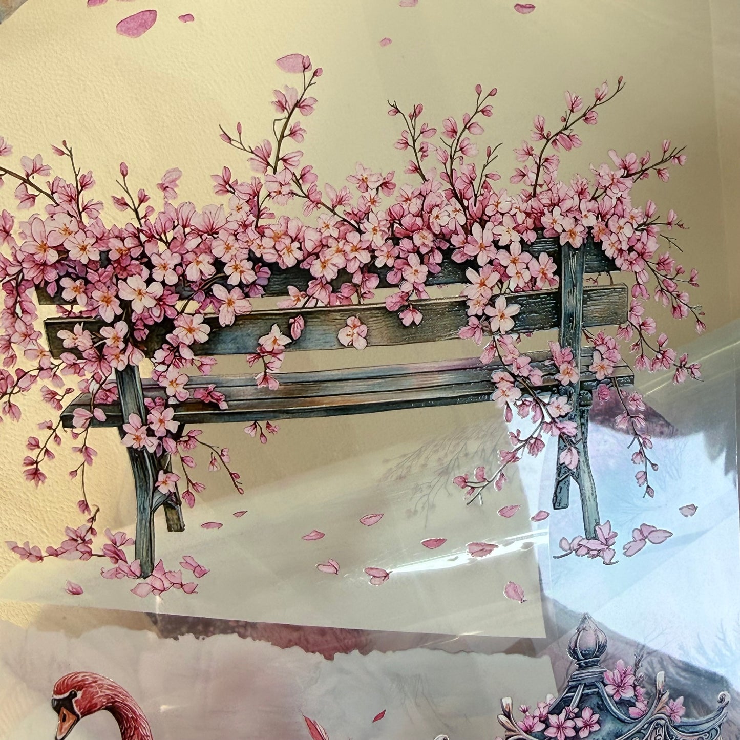 PET 3D raised Spring Landscape2 tape,one roll fashion, junk journal, scrapbooking,bullet journal, card making.