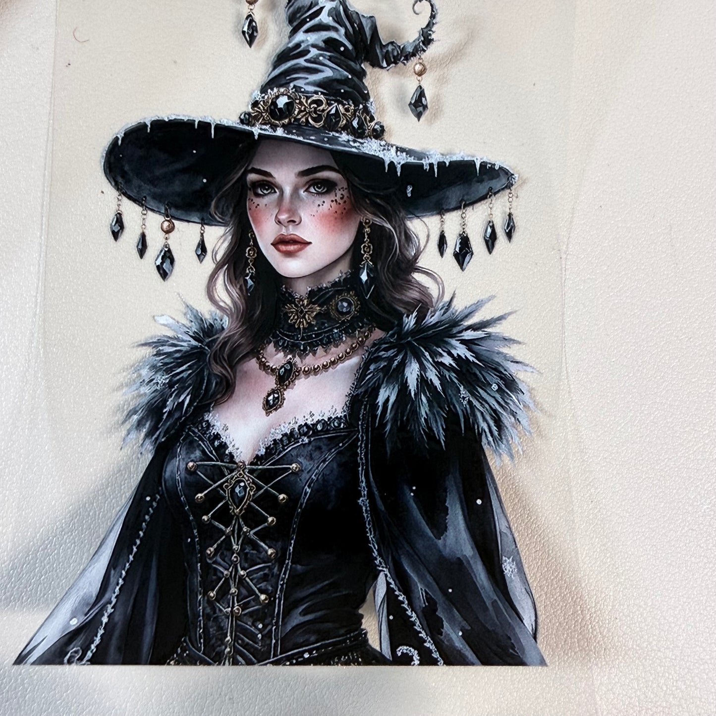 Emerald Winter Witch and Obsidian Winter Witch  PET 3D raised tape,one roll fashion, junk journal, scrapbooking,bullet journal, card making.
