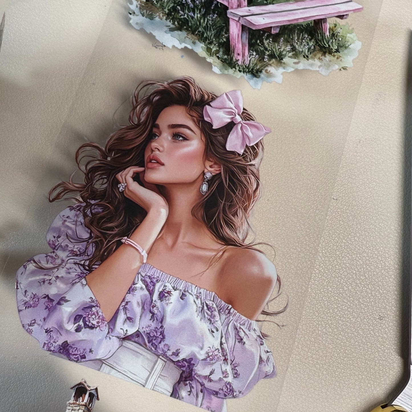 PET 3D raised Lavender Provence and Japanese dreams tape,one roll fashion, junk journal, scrapbooking,bullet journal, card making.