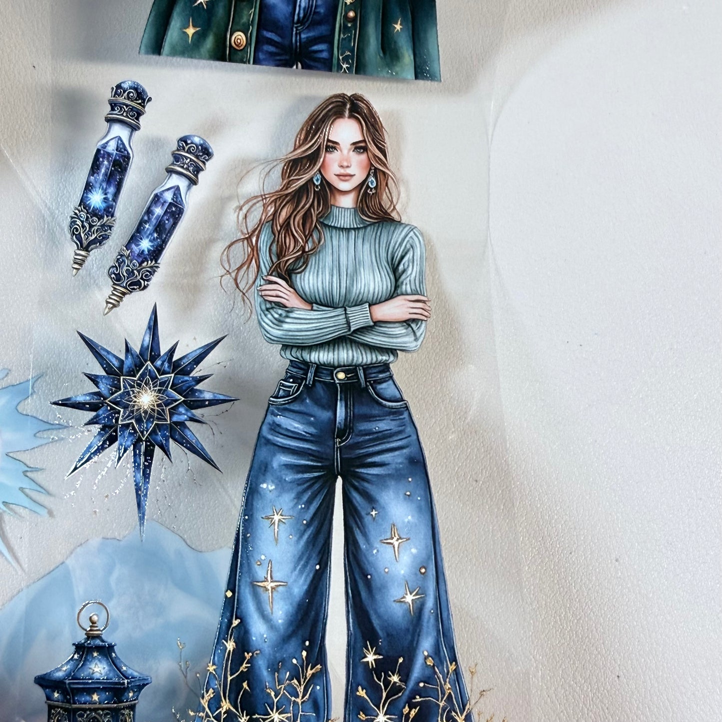 Azure Witch and Whispers of the Starfall PET 3D raised tape,one roll fashion, junk journal, scrapbooking,bullet journal, card making.