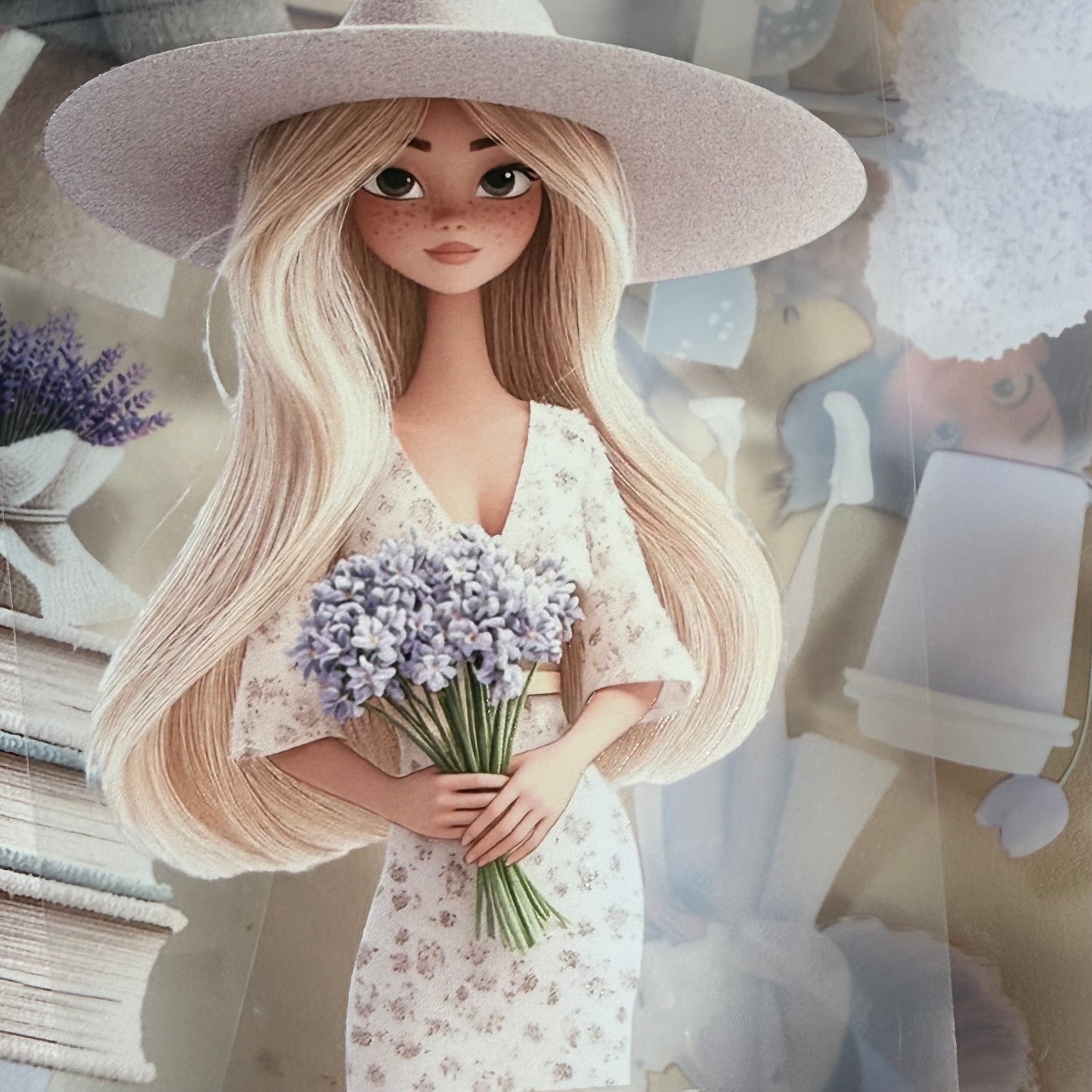 Whimsical Purple Spring and Wildflower Book PET 3D raised tape,one roll fashion, junk journal, scrapbooking,bullet journal, card making.