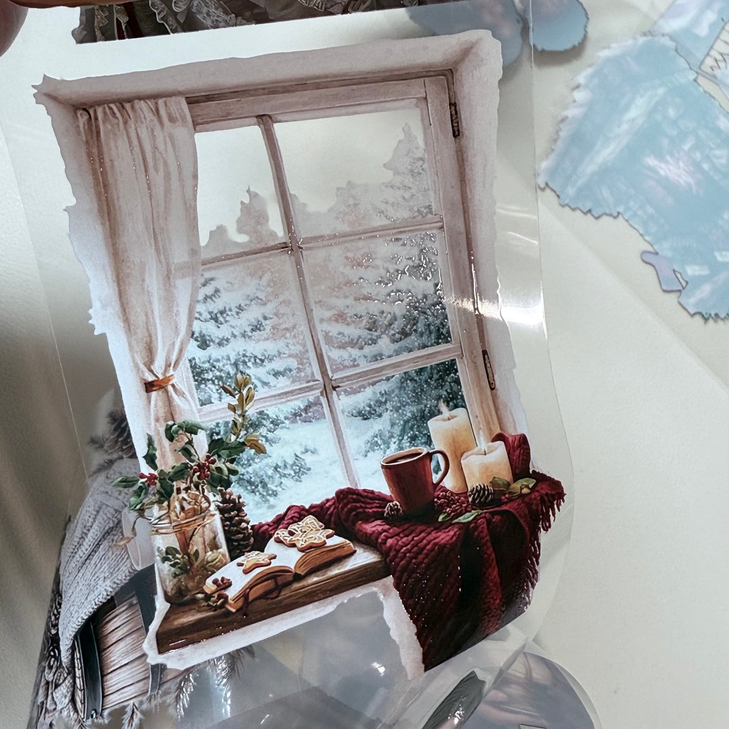 PET 3D raised Traditional Christmas tape,one roll fashion, junk journal, scrapbooking,bullet journal, card making.