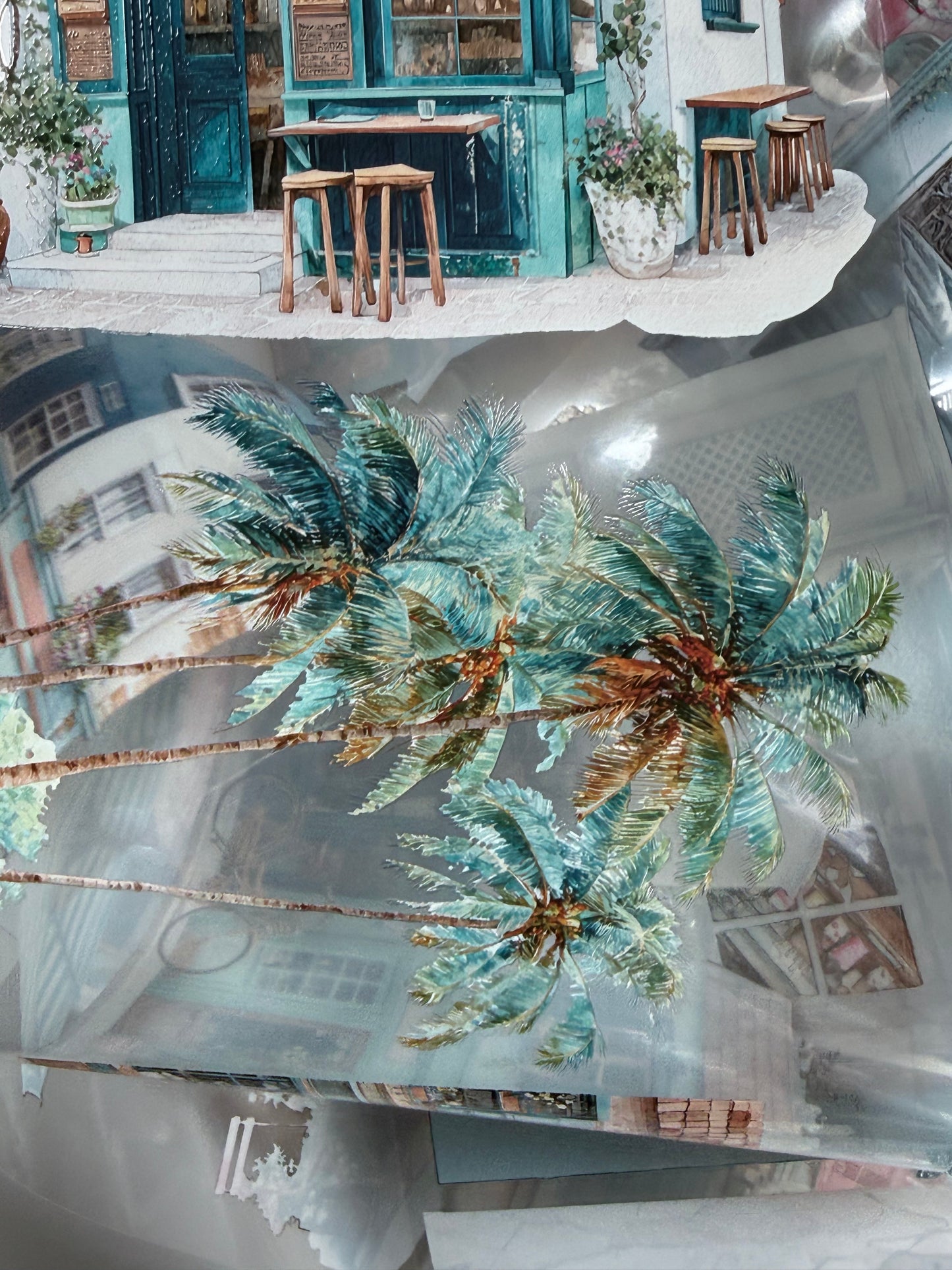 PET 3D raised  Summer coffee date Landscape tape