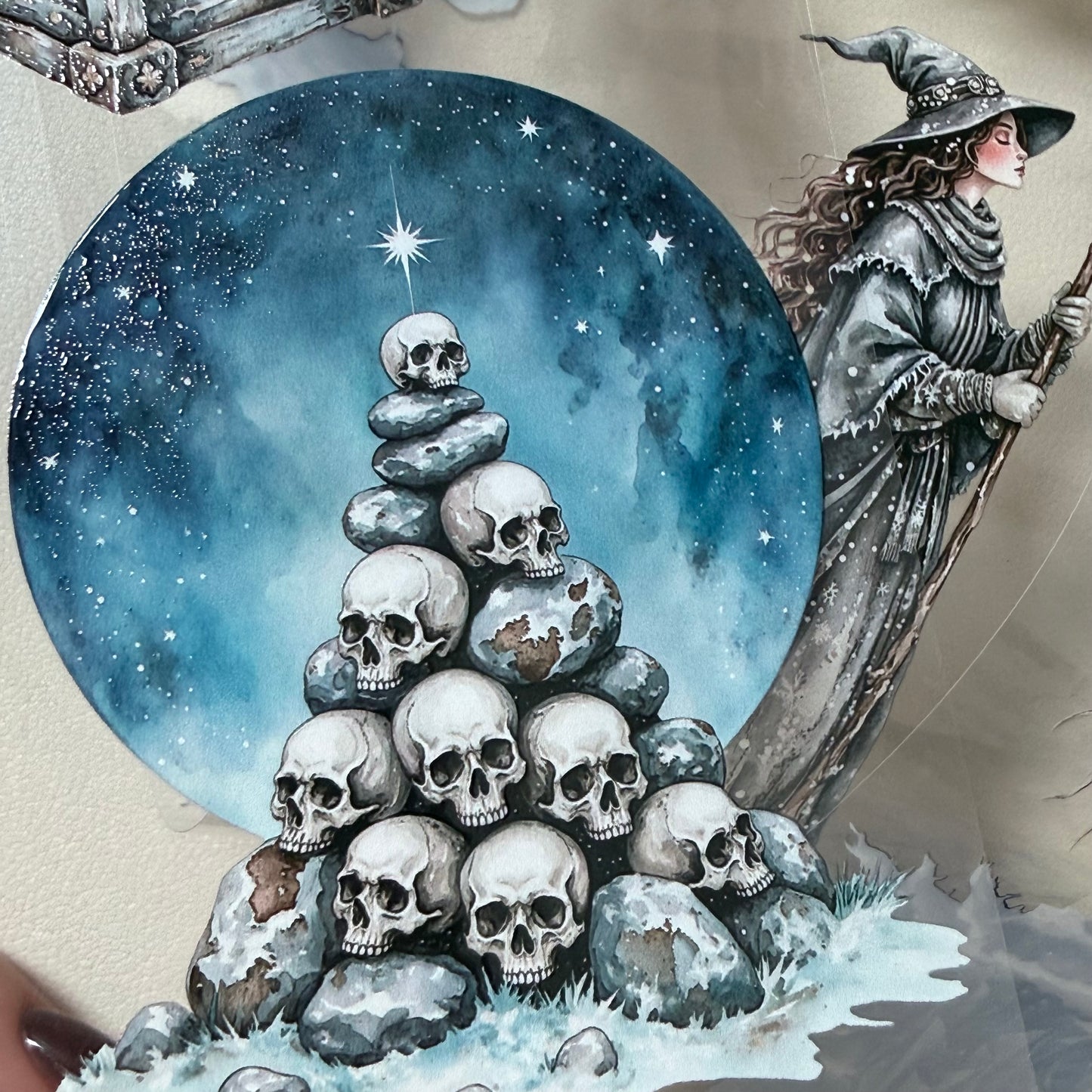 Opaline Winter Witch and Winterwood Witch PET 3D raised tape,one roll fashion, junk journal, scrapbooking,bullet journal, card making.