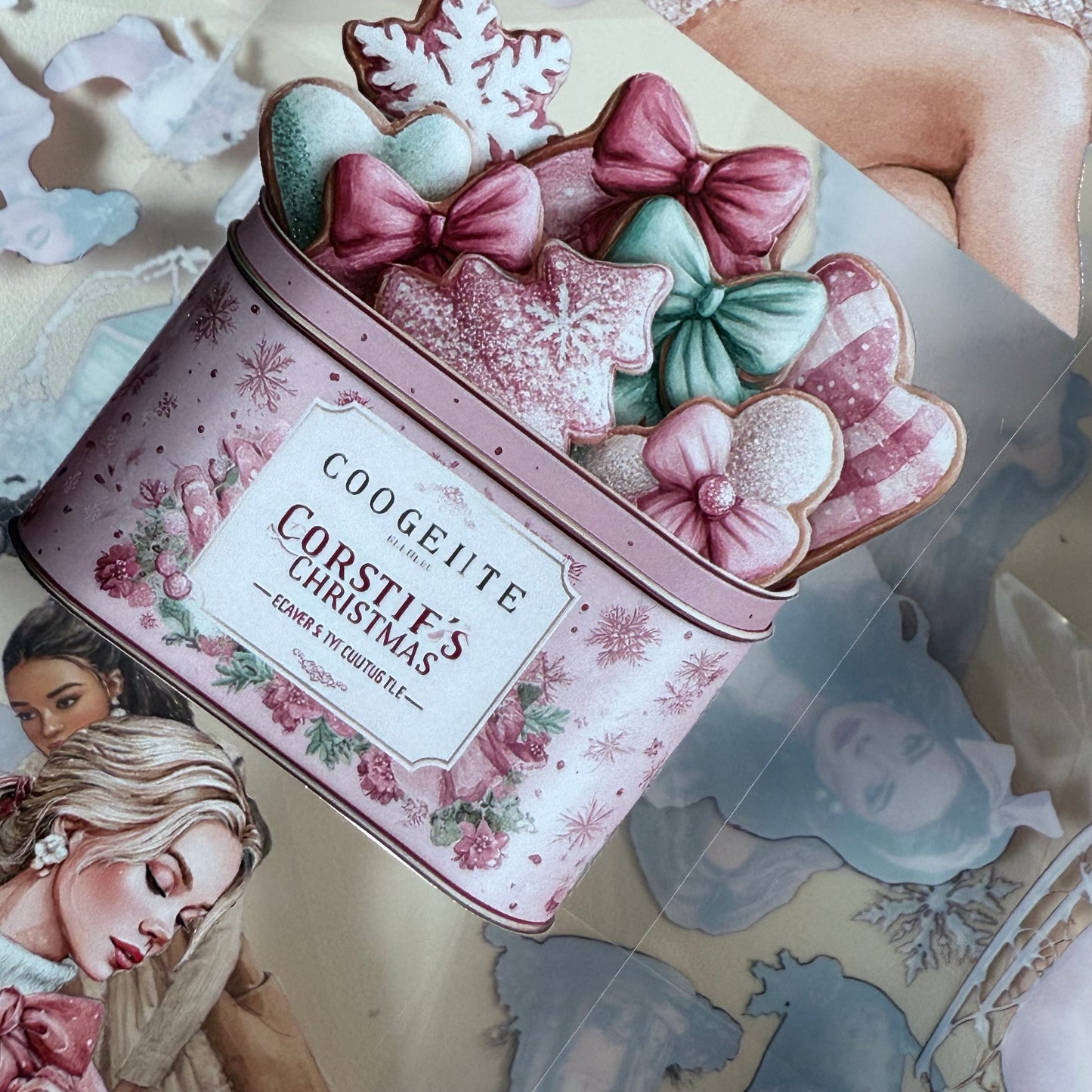 PET 3D raised Coquette and Farmhouse Christmas tape,one roll fashion, junk journal, scrapbooking,bullet journal, card making.