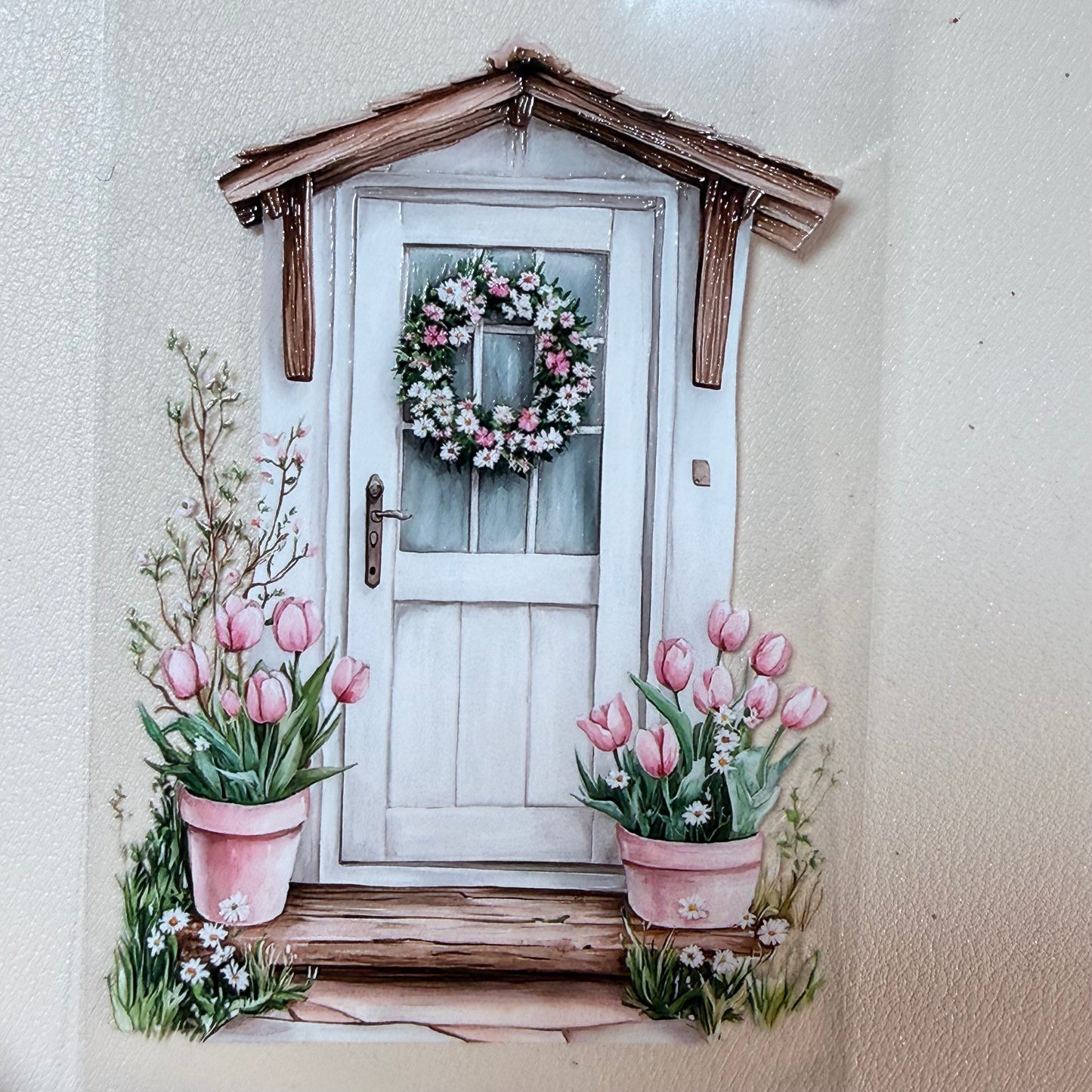 Easter Cottage and Spring Garden PET 3D raised tape,one roll fashion, junk journal, scrapbooking,bullet journal, card making.