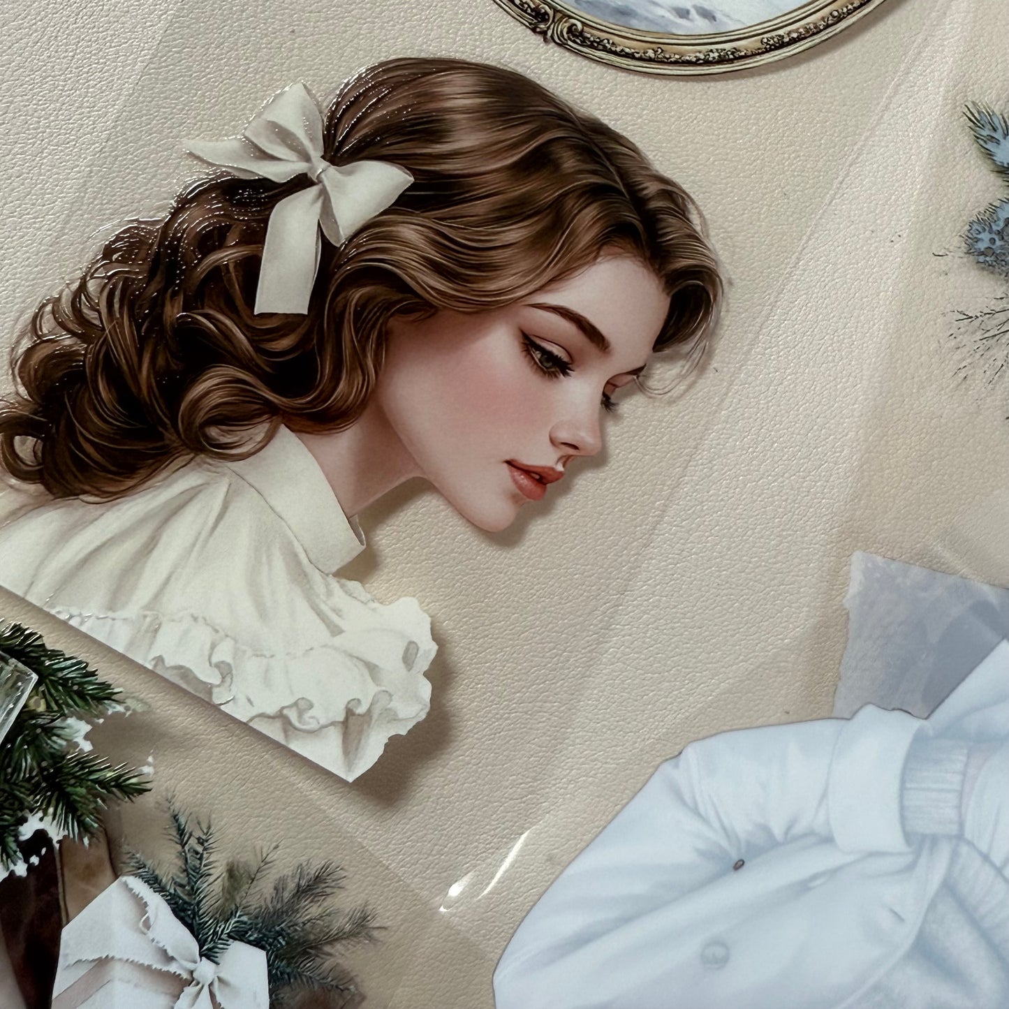 PET 3D raised Classy Old Money and White Luxe Crhistmas tape,one roll fashion, junk journal, scrapbooking,bullet journal, card making.