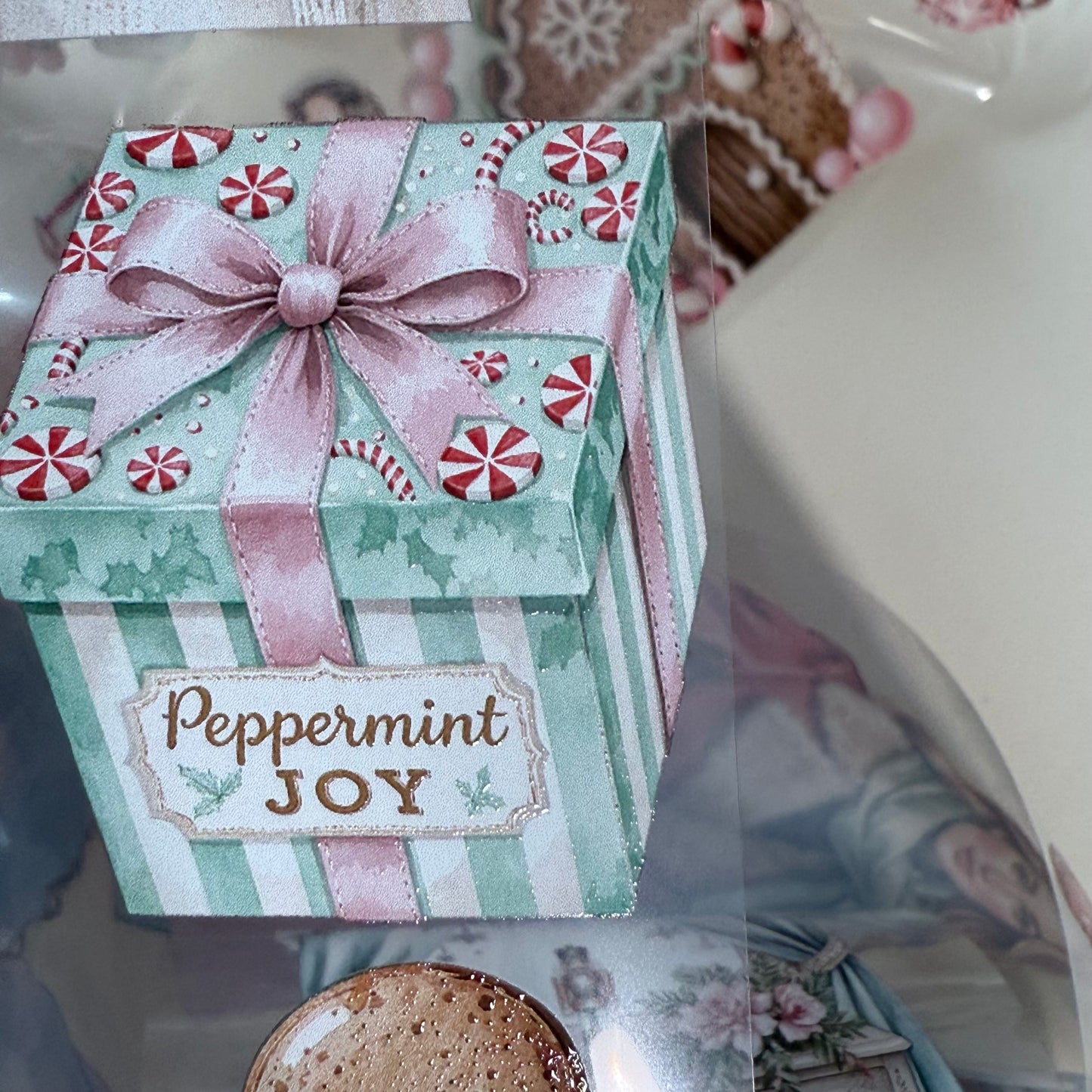 PET 3D raised Candy Cane Lane2 and Holiday Dreams tape,one roll fashion, junk journal, scrapbooking,bullet journal, card making.