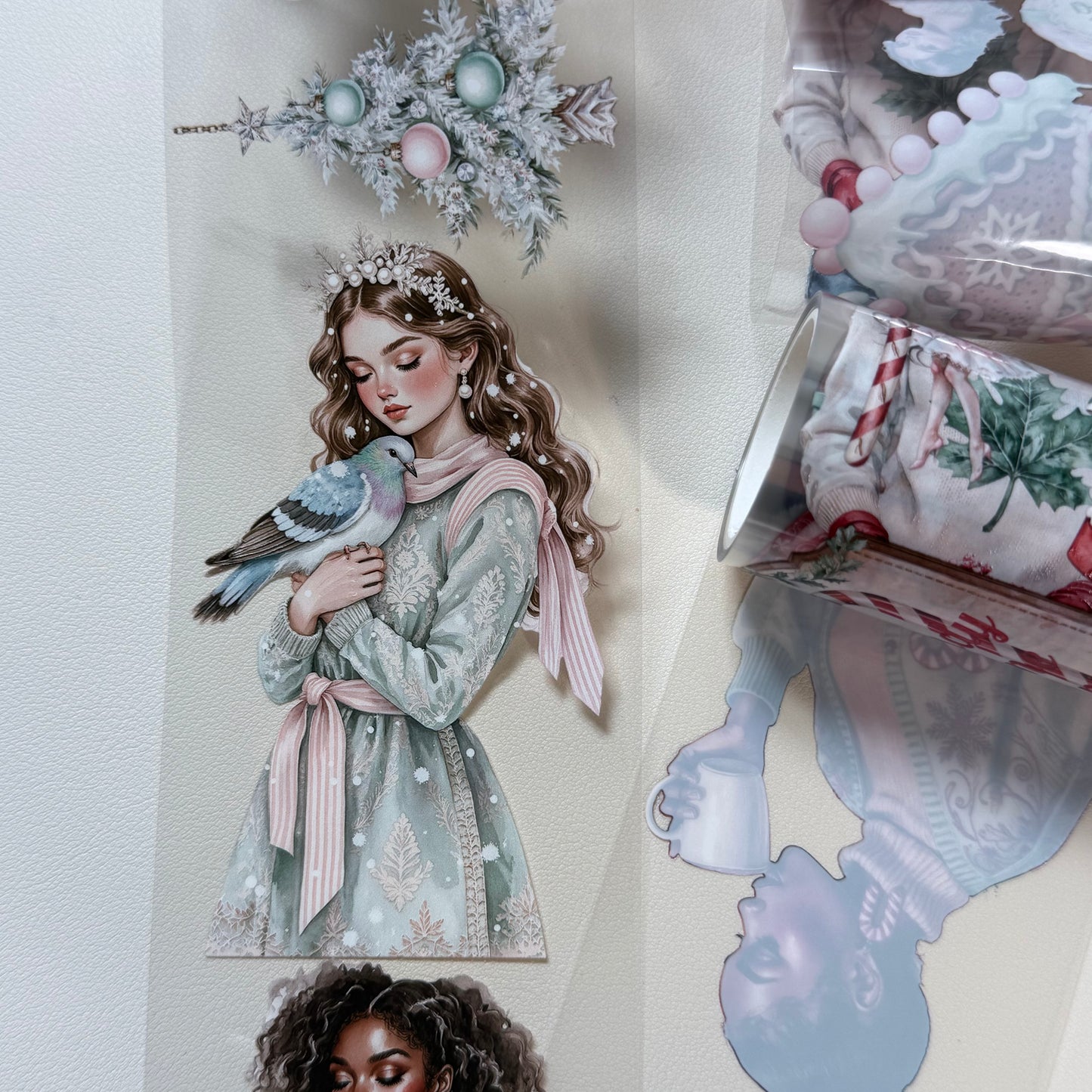 PET 3D raised Candy Cane Lane2 and Holiday Dreams tape,one roll fashion, junk journal, scrapbooking,bullet journal, card making.