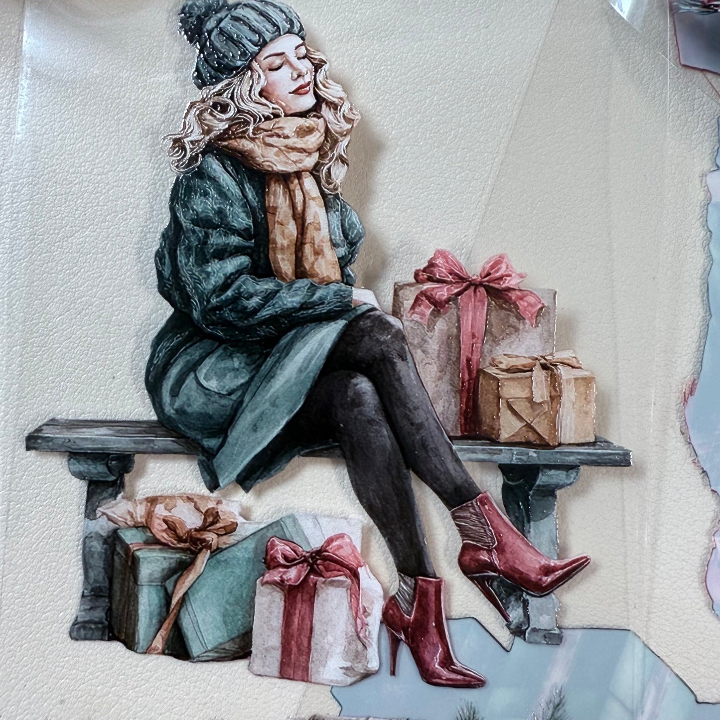 PET 3D raised Christmas Market and Frosted Winter tape,one roll fashion, junk journal, scrapbooking,bullet journal, card making.