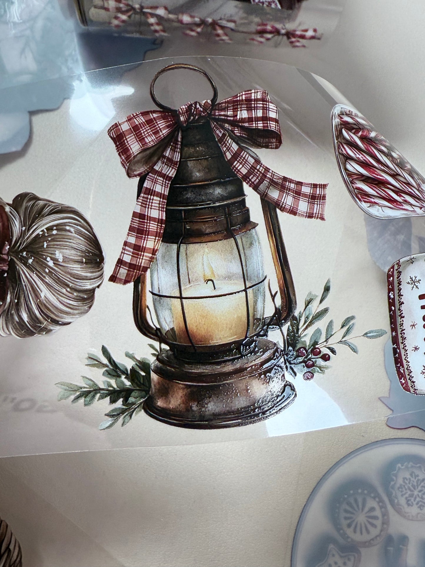 PET 3D raised Christmas  countryside and Peppermint mocha Noel tape,one roll fashion, junk journal, scrapbooking,bullet journal, card making.