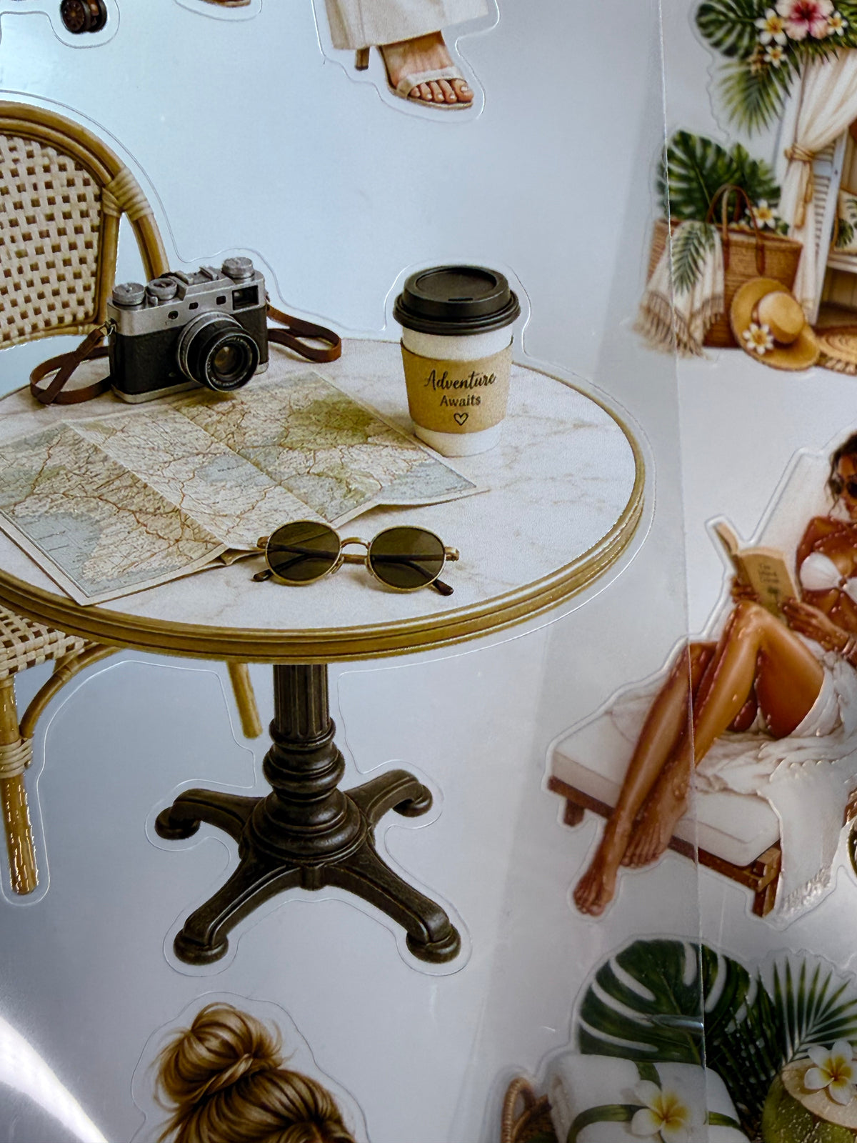 KISSCUT Travel Lifestyle and Tropical Summer PET 3D raised tape,one roll fashion, junk journal, scrapbooking,bullet journal, card making.