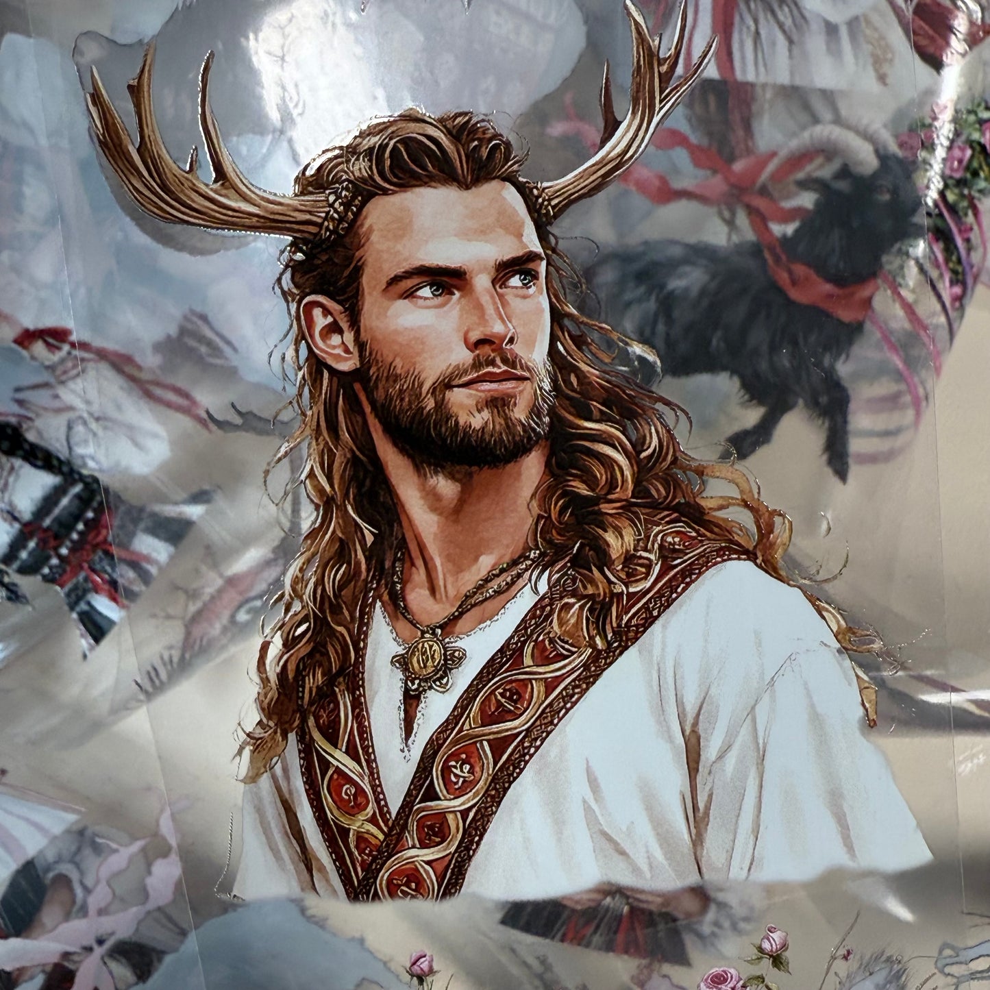 PET 3D raised Slavic Witch and Beltane day tape,one roll fashion, junk journal, scrapbooking,bullet journal, card making.