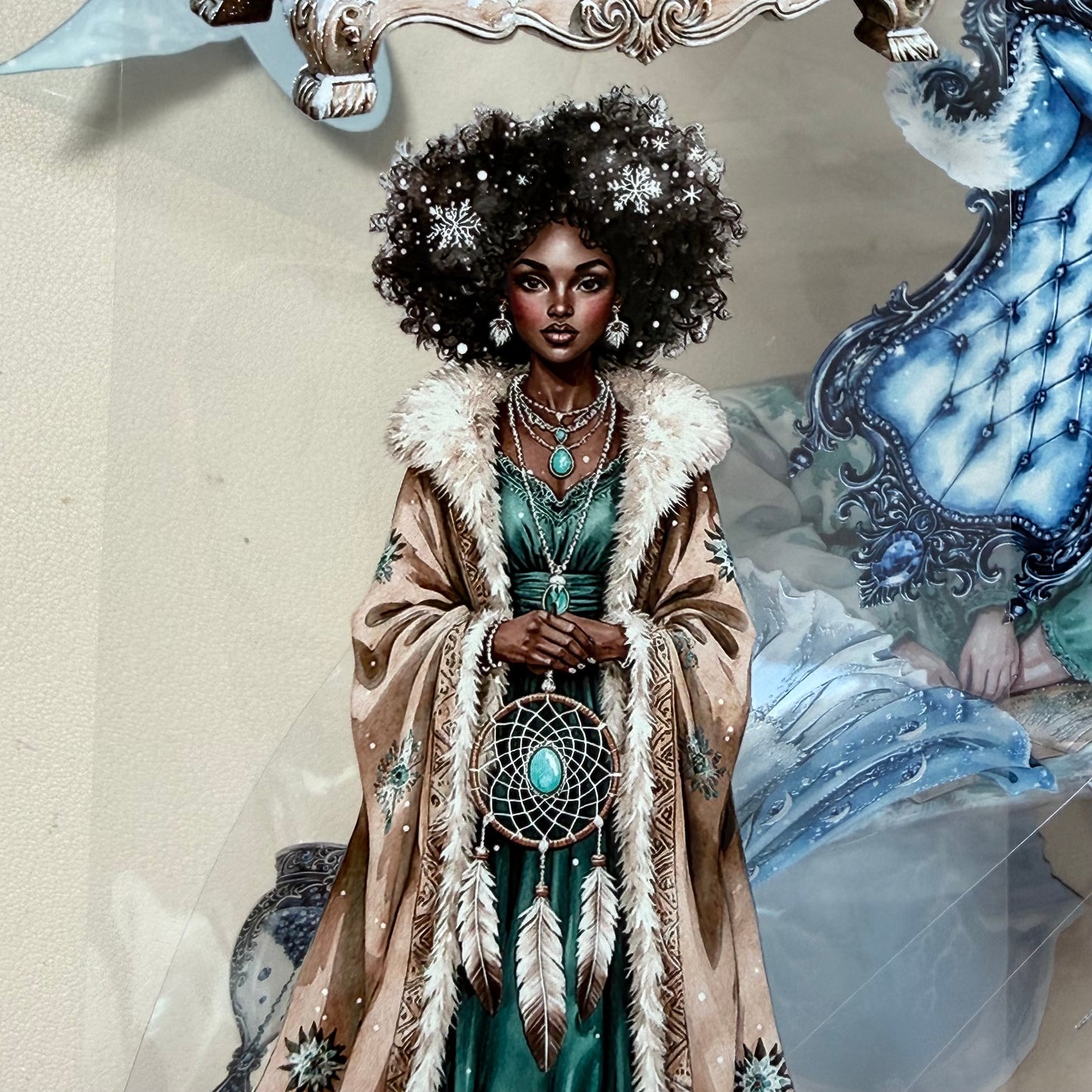 Turquoise Winter Witch and Sapphire Winter Witch PET 3D raised tape,one roll fashion, junk journal, scrapbooking,bullet journal, card making.