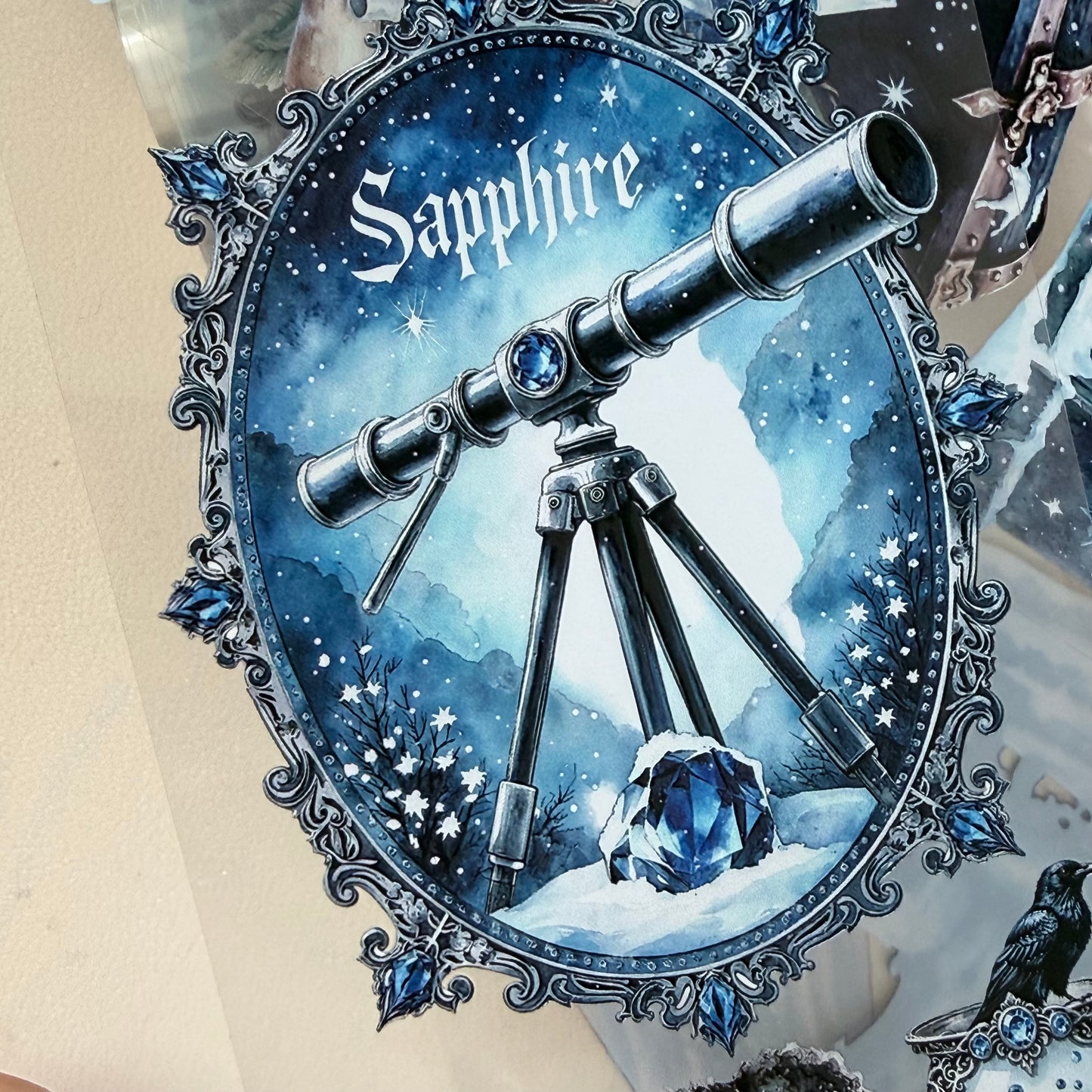 Turquoise Winter Witch and Sapphire Winter Witch PET 3D raised tape,one roll fashion, junk journal, scrapbooking,bullet journal, card making.