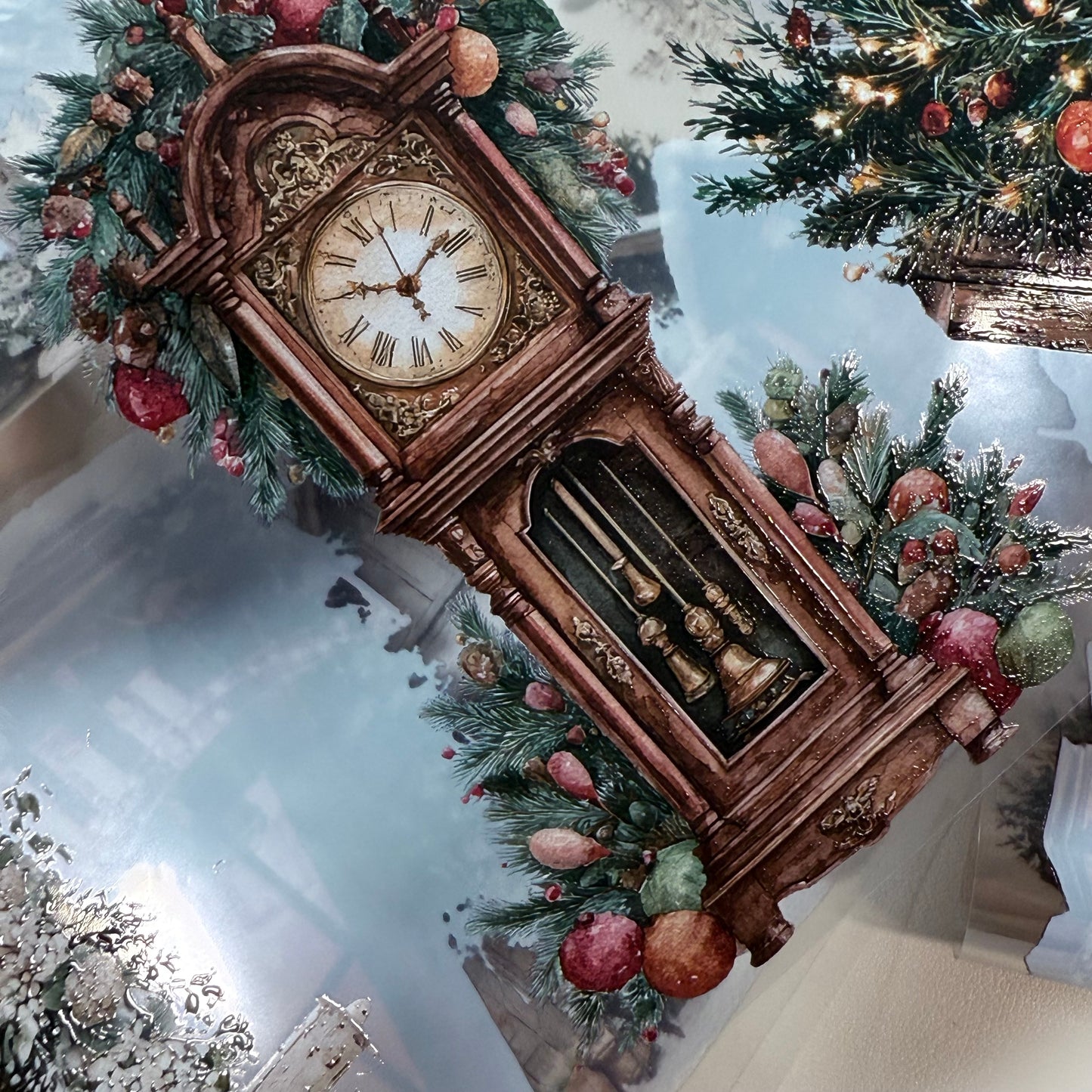 PET 3D raised Winter Landscape3 tape,one roll fashion, junk journal, scrapbooking,bullet journal, card making.