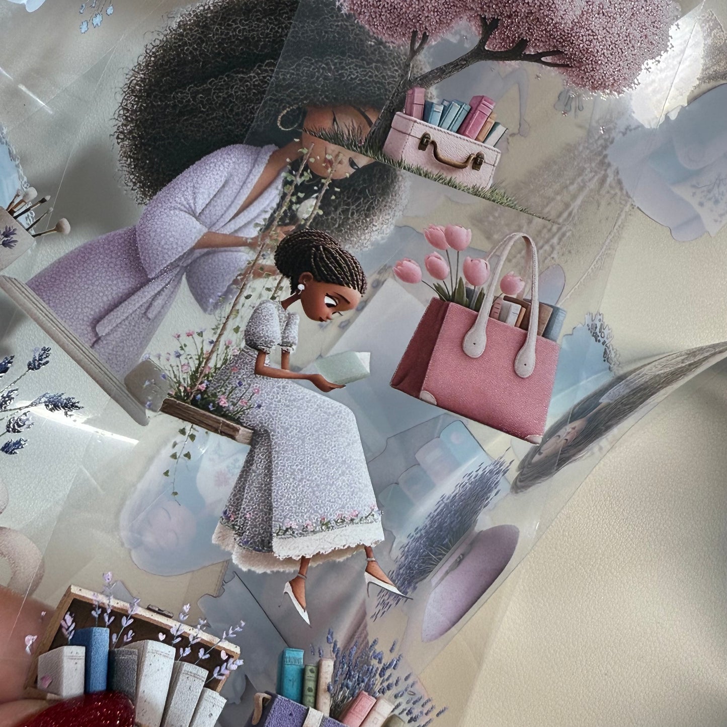 PET 3D raised Girls Planner and Whimsical Reading tape,one roll fashion, junk journal, scrapbooking,bullet journal, card making.