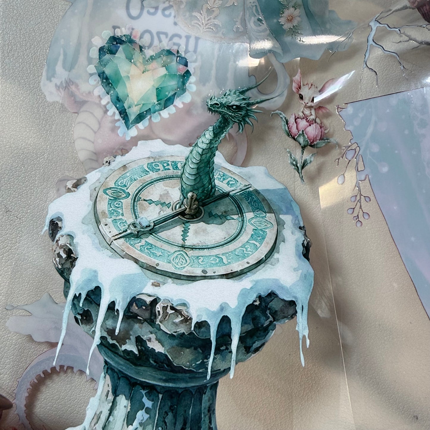 Snowpetal Faerie Dragons and Garnet Winter Witch 3D PET Foil Washi Tape