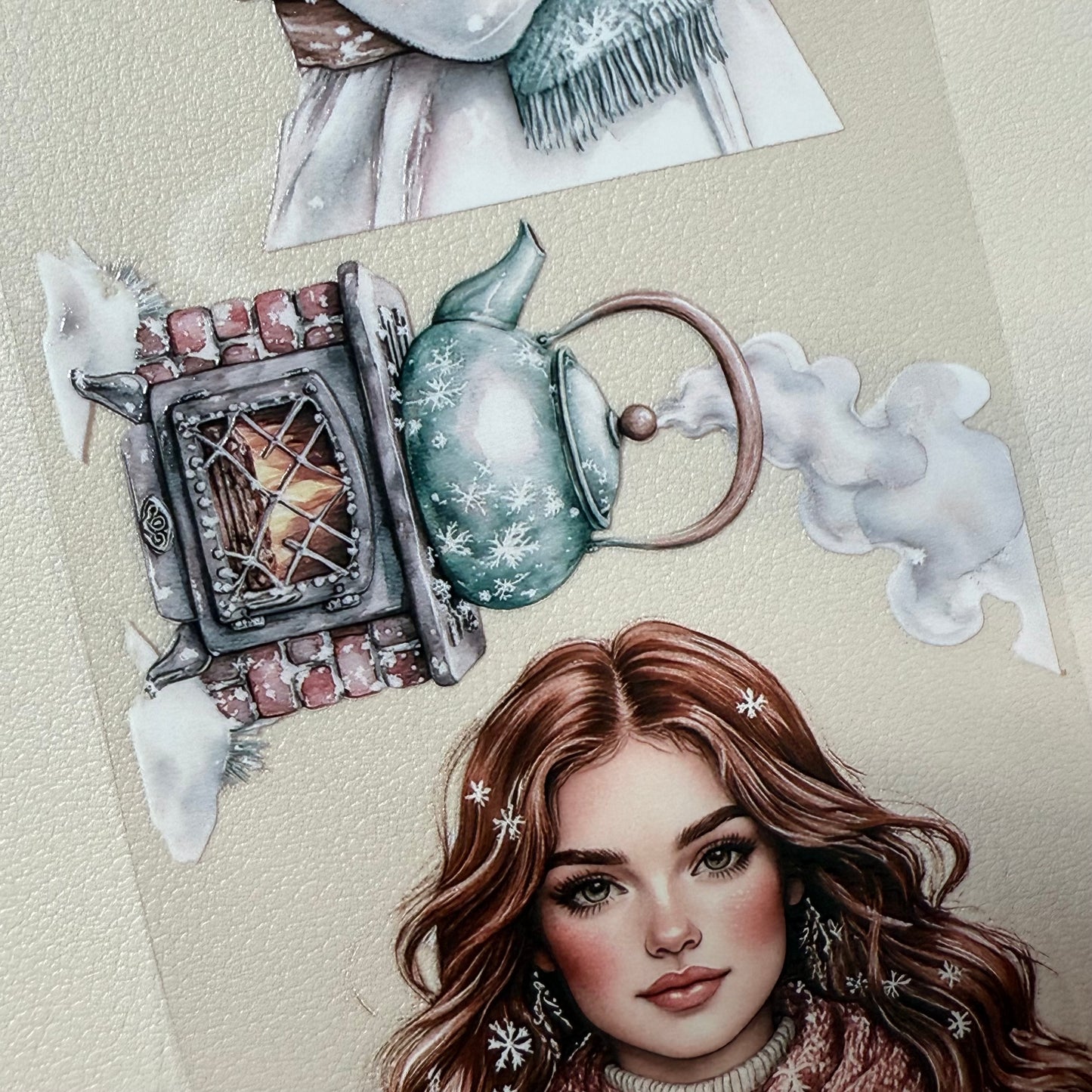 PET 3D raised Winter In The Country and in Wonderland tape,one roll fashion, junk journal, scrapbooking,bullet journal, card making.