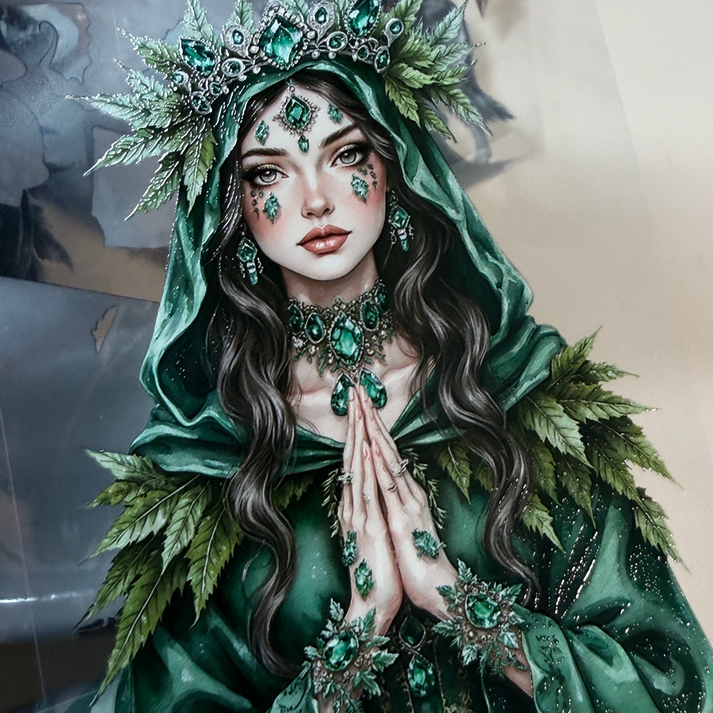 Emerald Winter Witch and Obsidian Winter Witch  PET 3D raised tape,one roll fashion, junk journal, scrapbooking,bullet journal, card making.