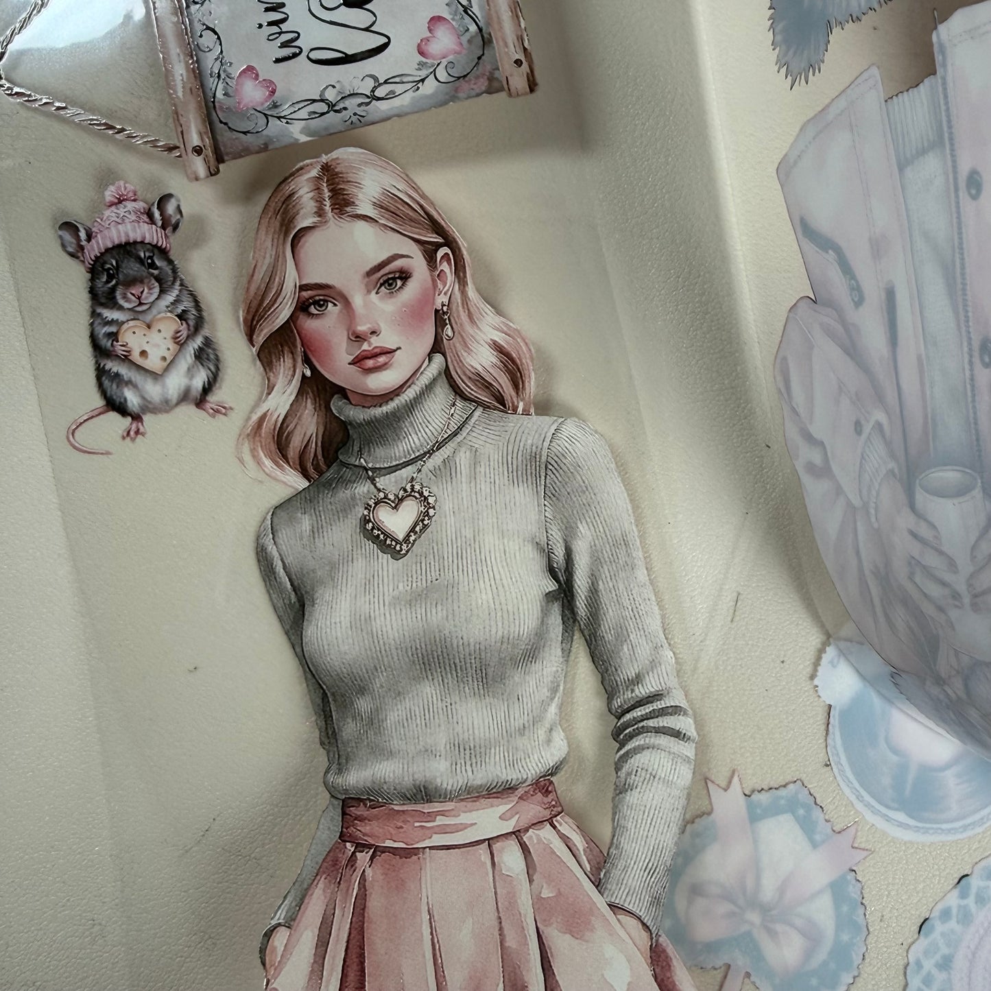 Winter Loving and  Rose Quartz Winter Witch PET 3D raised tape,one roll fashion, junk journal, scrapbooking,bullet journal, card making.