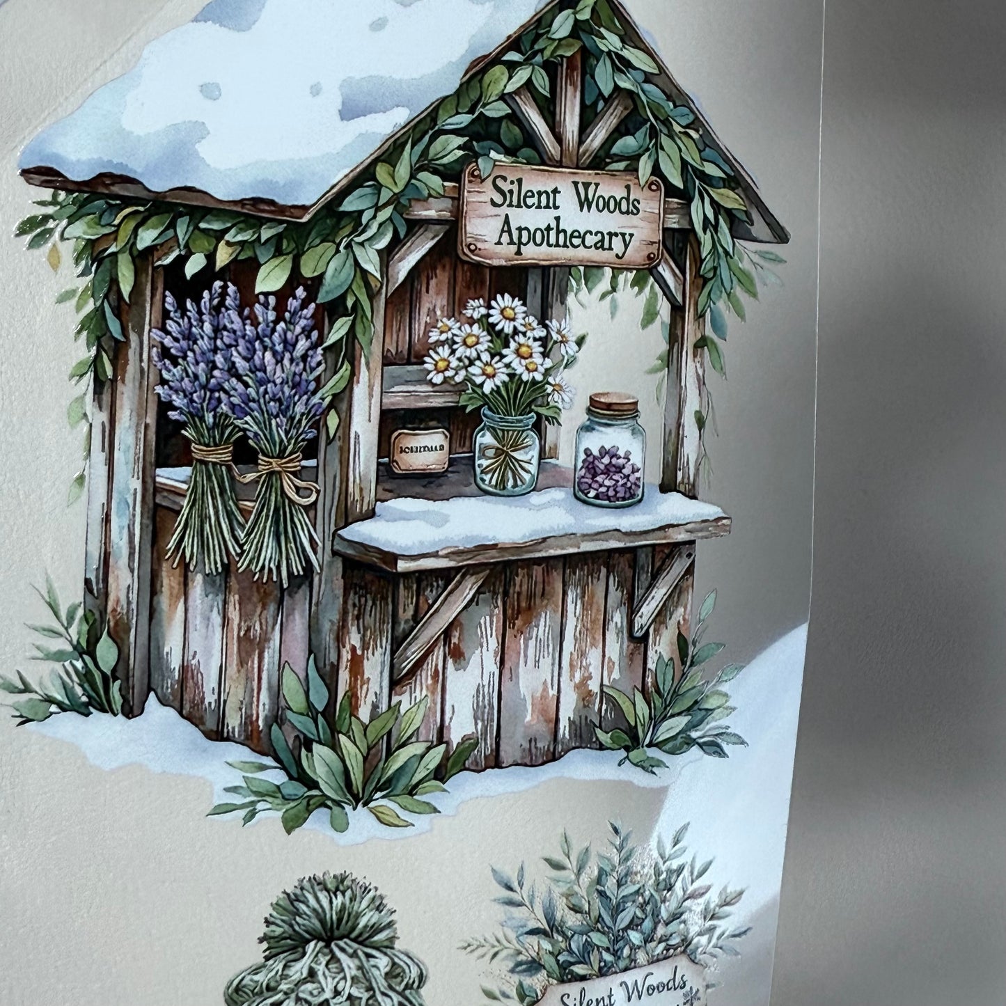 PET 3D raised Winter Mages and Silent Woods Apothecary tape,one roll fashion, junk journal, scrapbooking,bullet journal, card making.