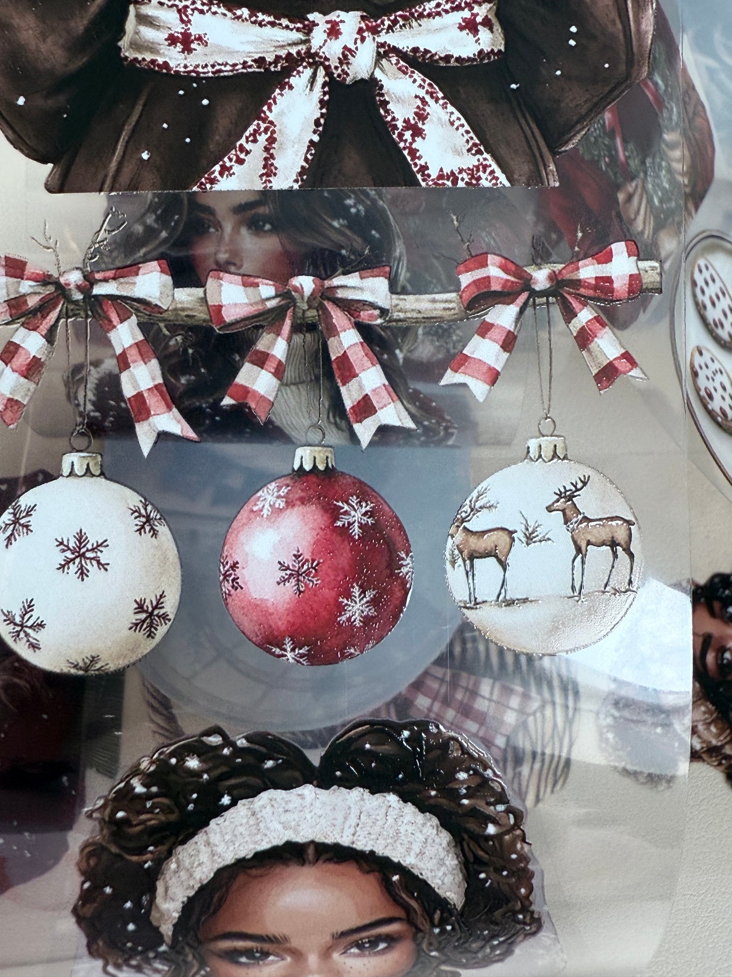 PET 3D raised Christmas  countryside and Peppermint mocha Noel tape,one roll fashion, junk journal, scrapbooking,bullet journal, card making.