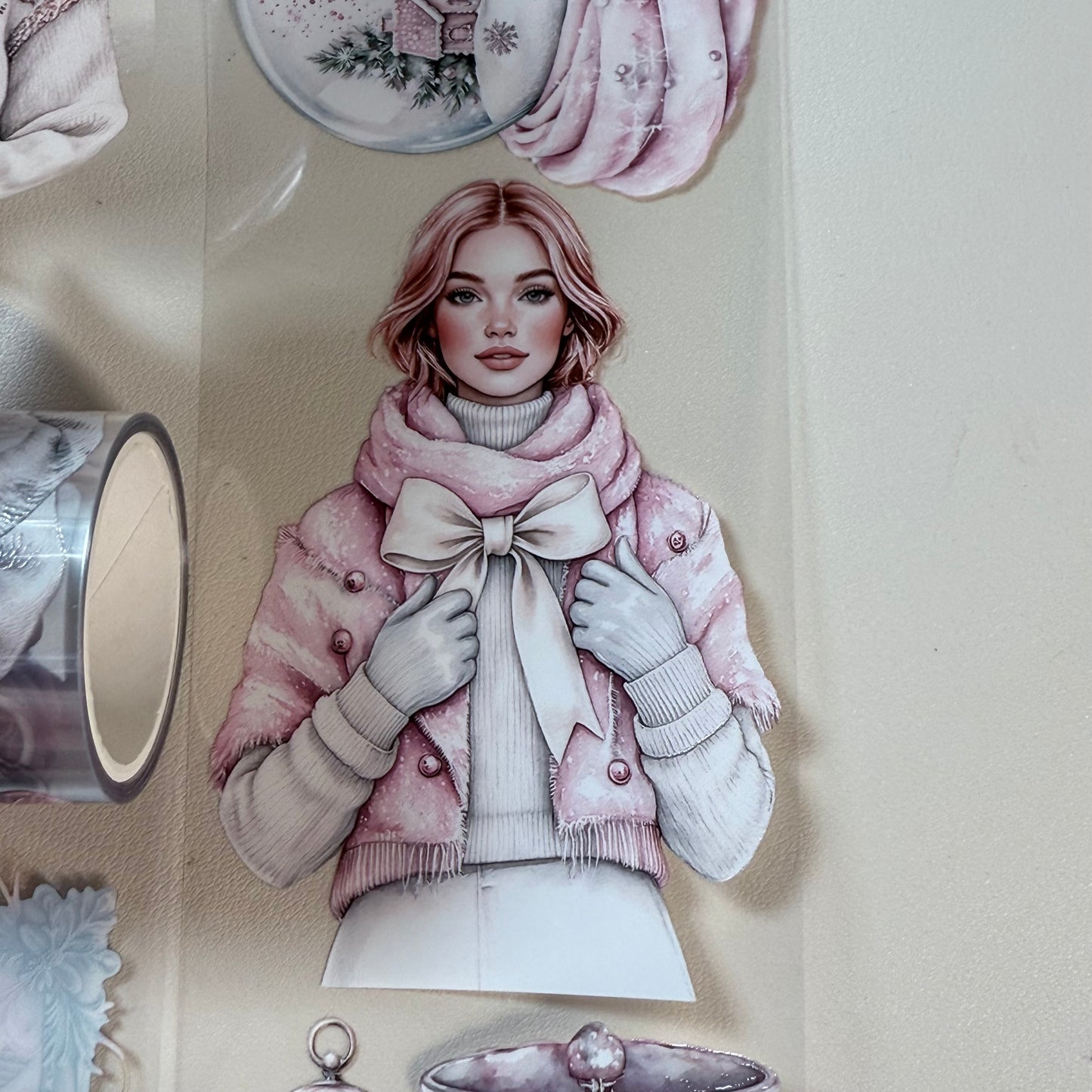 PET 3D raised Winter In The Country and in Wonderland tape,one roll fashion, junk journal, scrapbooking,bullet journal, card making.