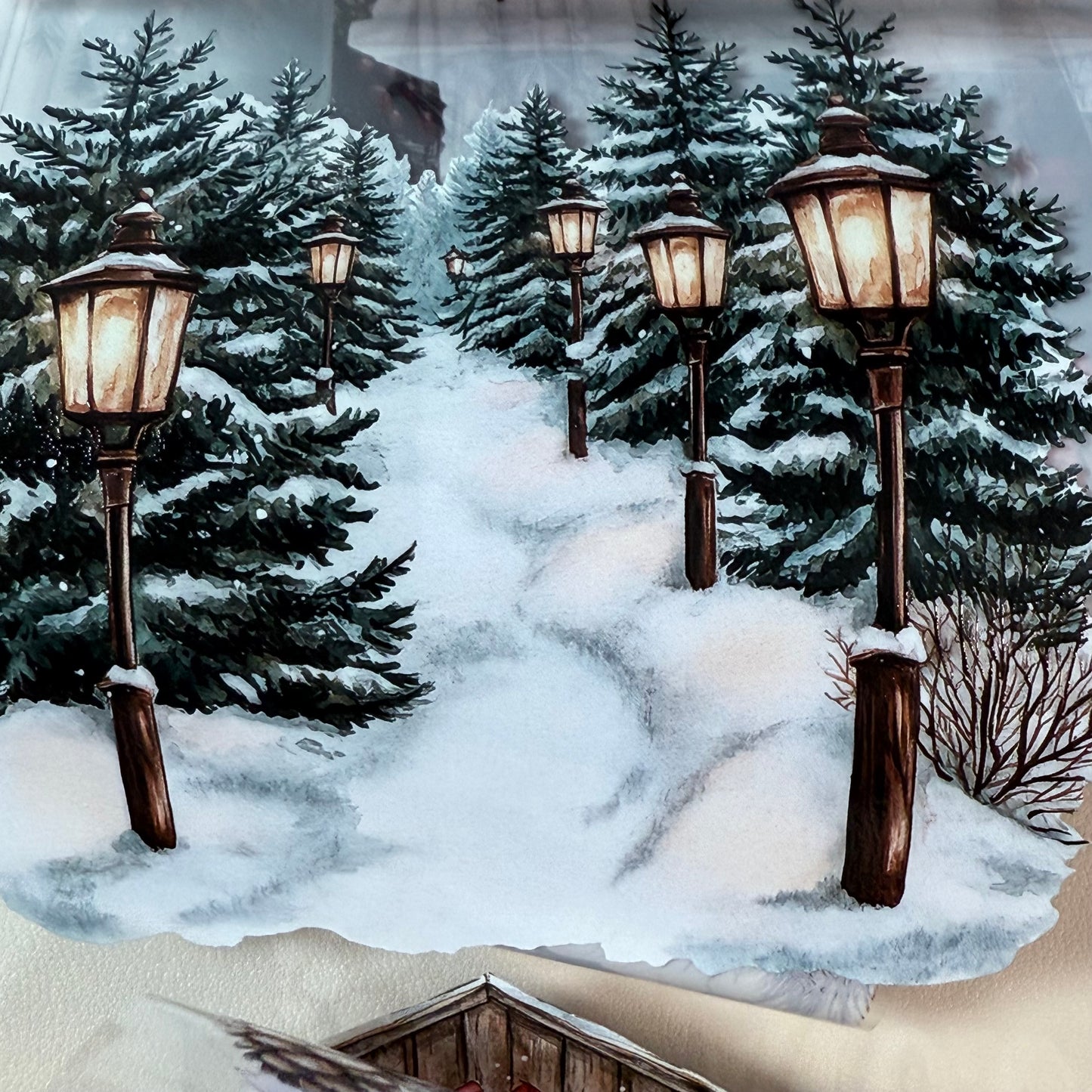 PET 3D raised Winter Landscape tape,one roll fashion, junk journal, scrapbooking,bullet journal, card making.
