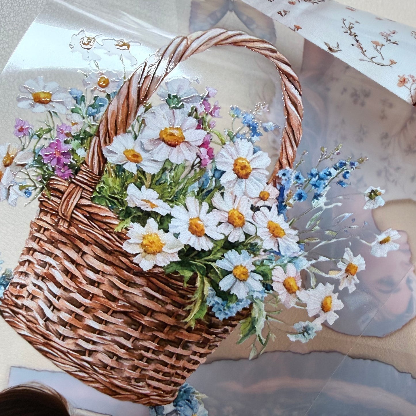 Easter Cottage and Spring Garden PET 3D raised tape,one roll fashion, junk journal, scrapbooking,bullet journal, card making.