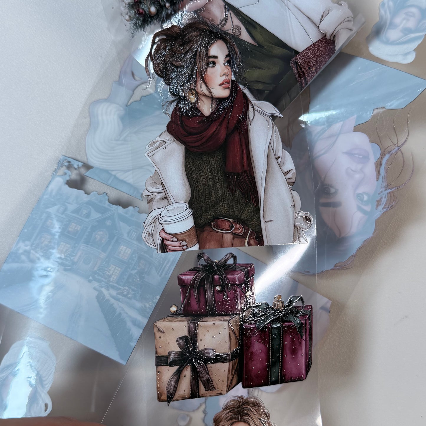 PET 3D raised Classic Christmas 2 and Icy whisper winter tape,one roll fashion, junk journal, scrapbooking,bullet journal, card making.