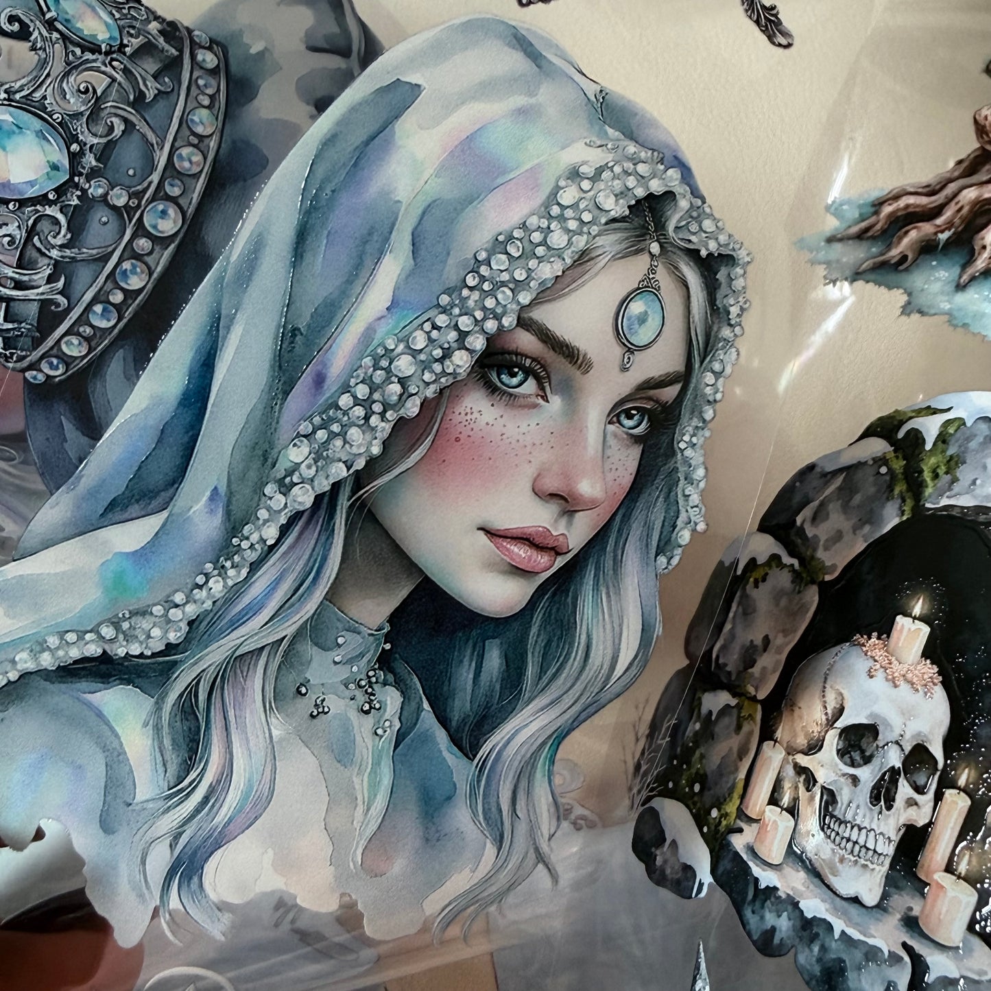 Opaline Winter Witch and Winterwood Witch PET 3D raised tape,one roll fashion, junk journal, scrapbooking,bullet journal, card making.