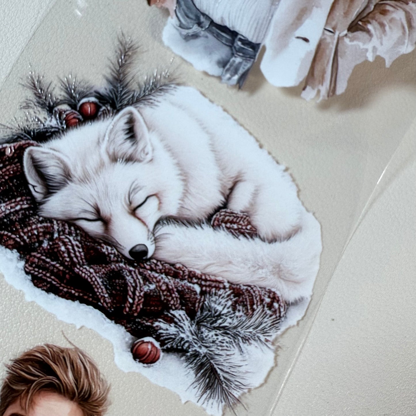 PET 3D raised Winter Wonderland and Blush Christmas tape,one roll fashion, junk journal, scrapbooking,bullet journal, card making.